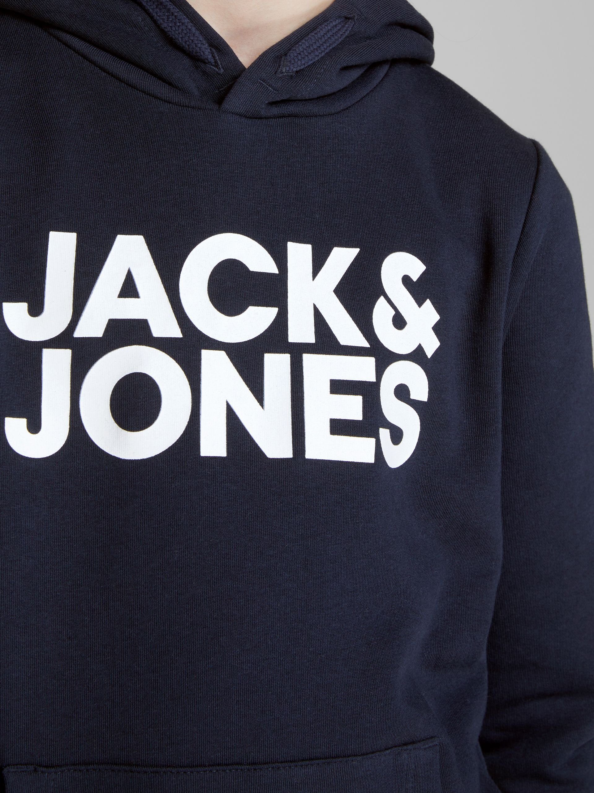 Print JNR blazer/Large Sweatshirt navy JJECORP & HOOD SWEAT Jones LOGO Jack Junior