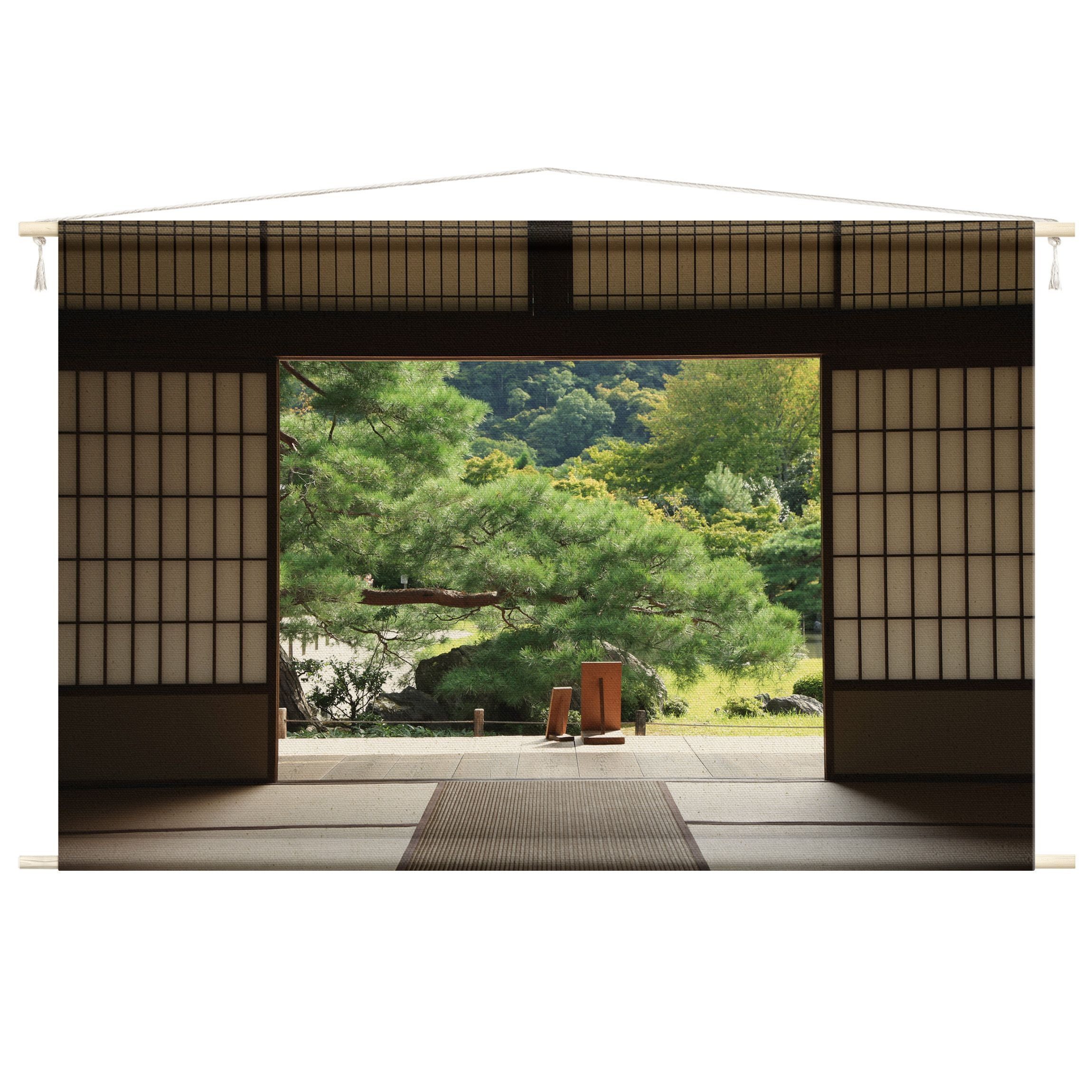 Bilderdepot24 Wandteppich modern Wald Natur Städte 3D-Optik grün, rechteckig, Höhe: 2.6 mm, großes Wandbild aus Natur-Baumwolle Wandbehang Stoffbild Tuch Wollseil