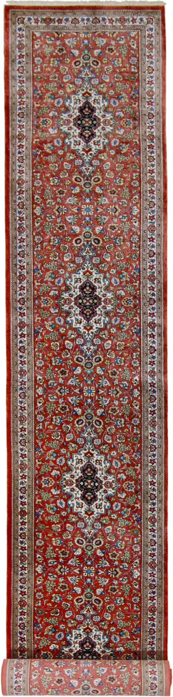 Nain Trading Seidenteppich Ghom Seide 76x611 Handgeknüpfter Orientteppich / Perserteppich, rechteckig, Höhe: 4 mm