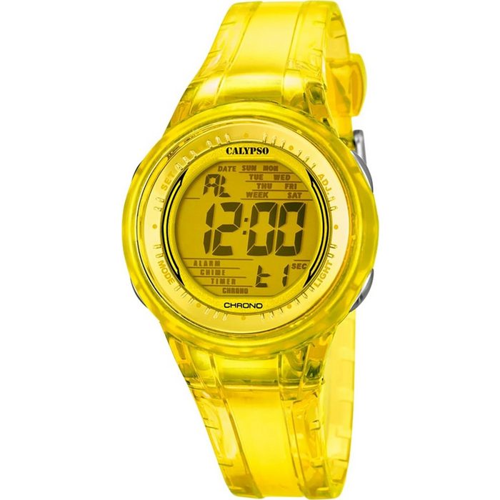 CALYPSO WATCHES Digitaluhr Calypso Damen Uhr K5688/6 Kunststoff PUR (Armbanduhr) Damen Armbanduhr rund PURarmband gelb Sport