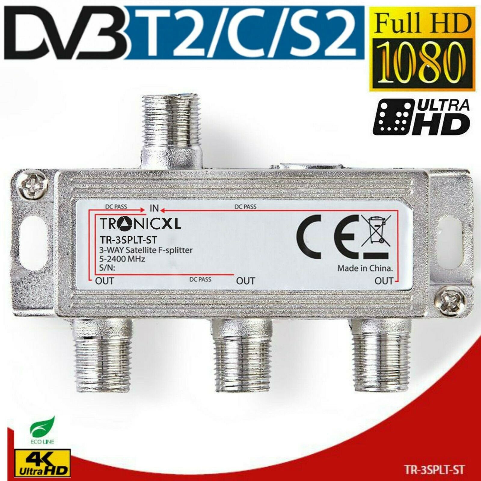 SAT-Verteiler 3fach F-Stecker Antennenverteiler TV Kabel Kabelfernsehen Sat Splitter