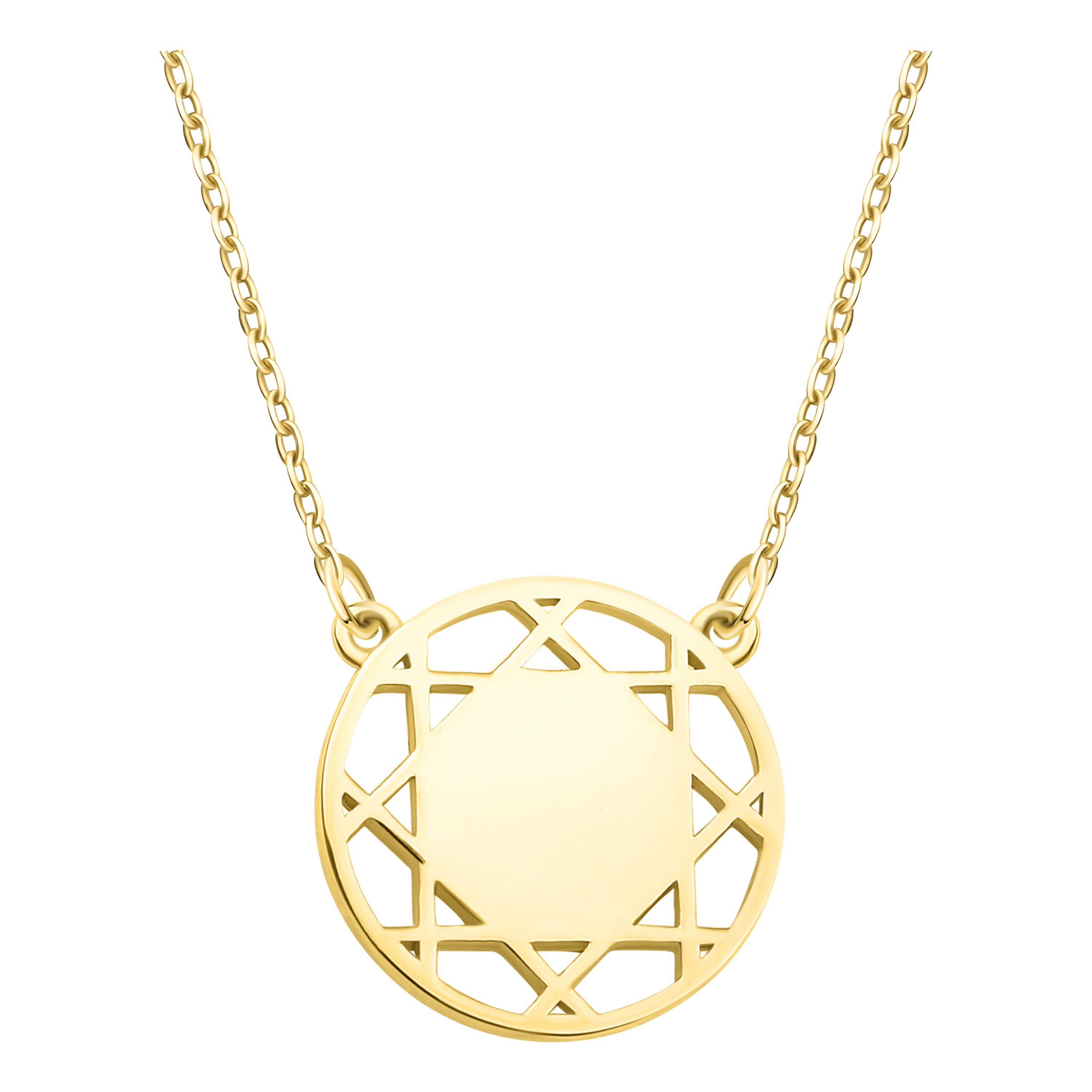 Sofia Milani Kette mit Anhänger Ornament Kreis, 925 Silber Damen Schmuck gold | Silberketten