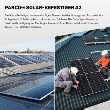 PARCO Stockschraube Stockschrauben Solar Befestiger A2, EPDM Dichtung, 3x Mutter DIN 6923
