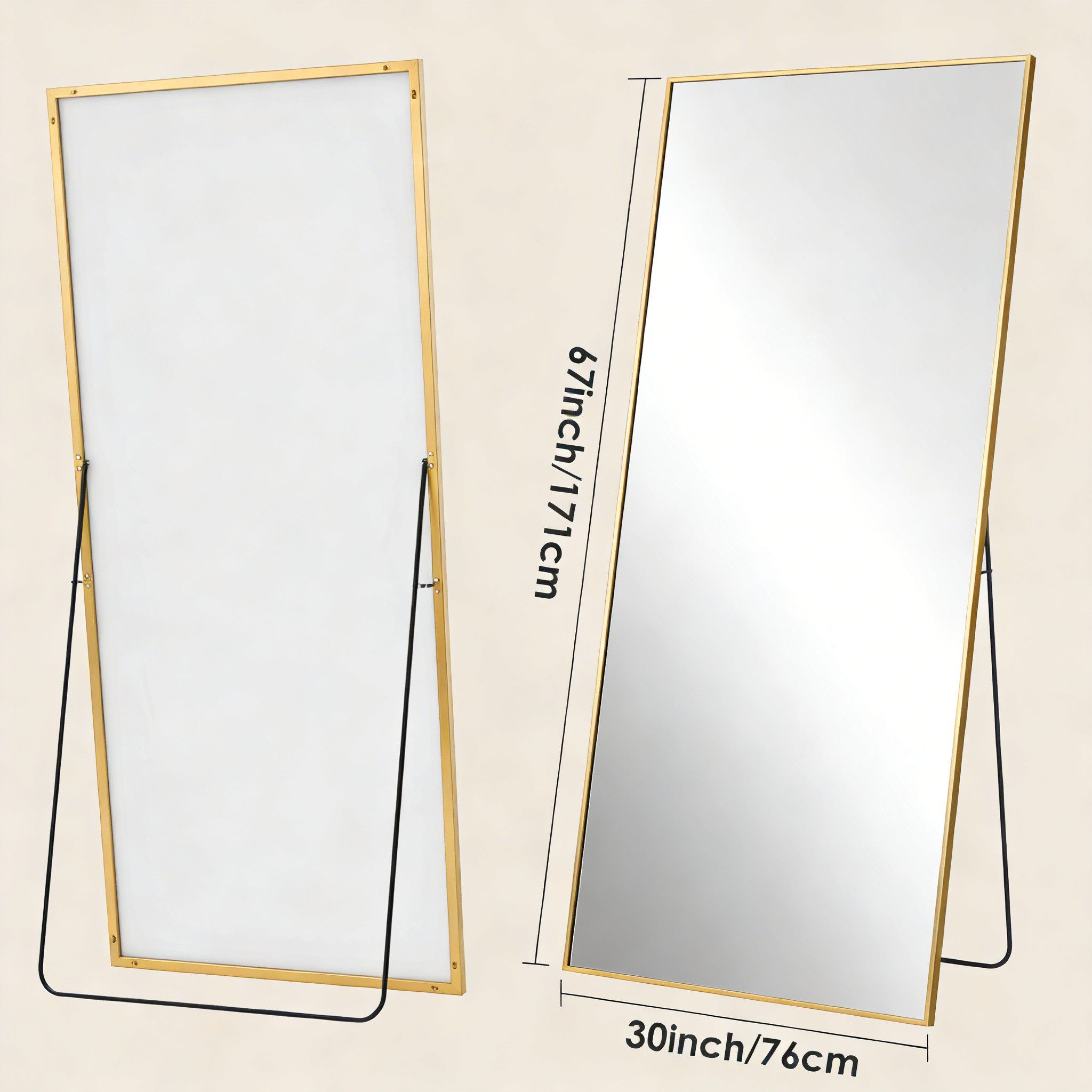 Teravin Ganzkörperspiegel Standspiegel, Großer Wandspiegel, Rahmen aus Aluminiumlegierung, mit Rahmen,Hartglas,161x52cm/171x76cm/180x75cm Spiegel für Flur