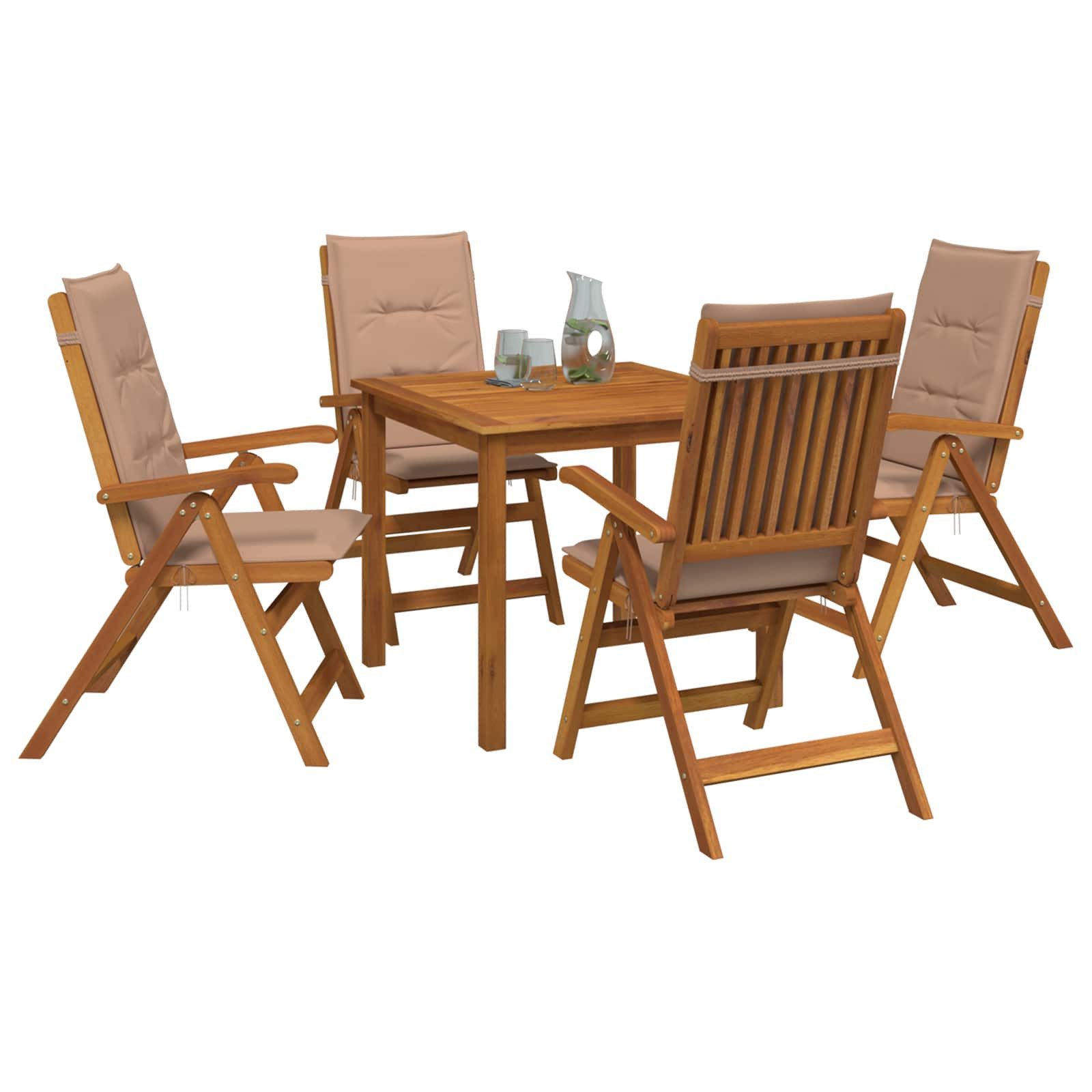 vidaXL Gartenlounge-Set 5-teiliges Garten-Esszimmer-Set Natur Massivholz