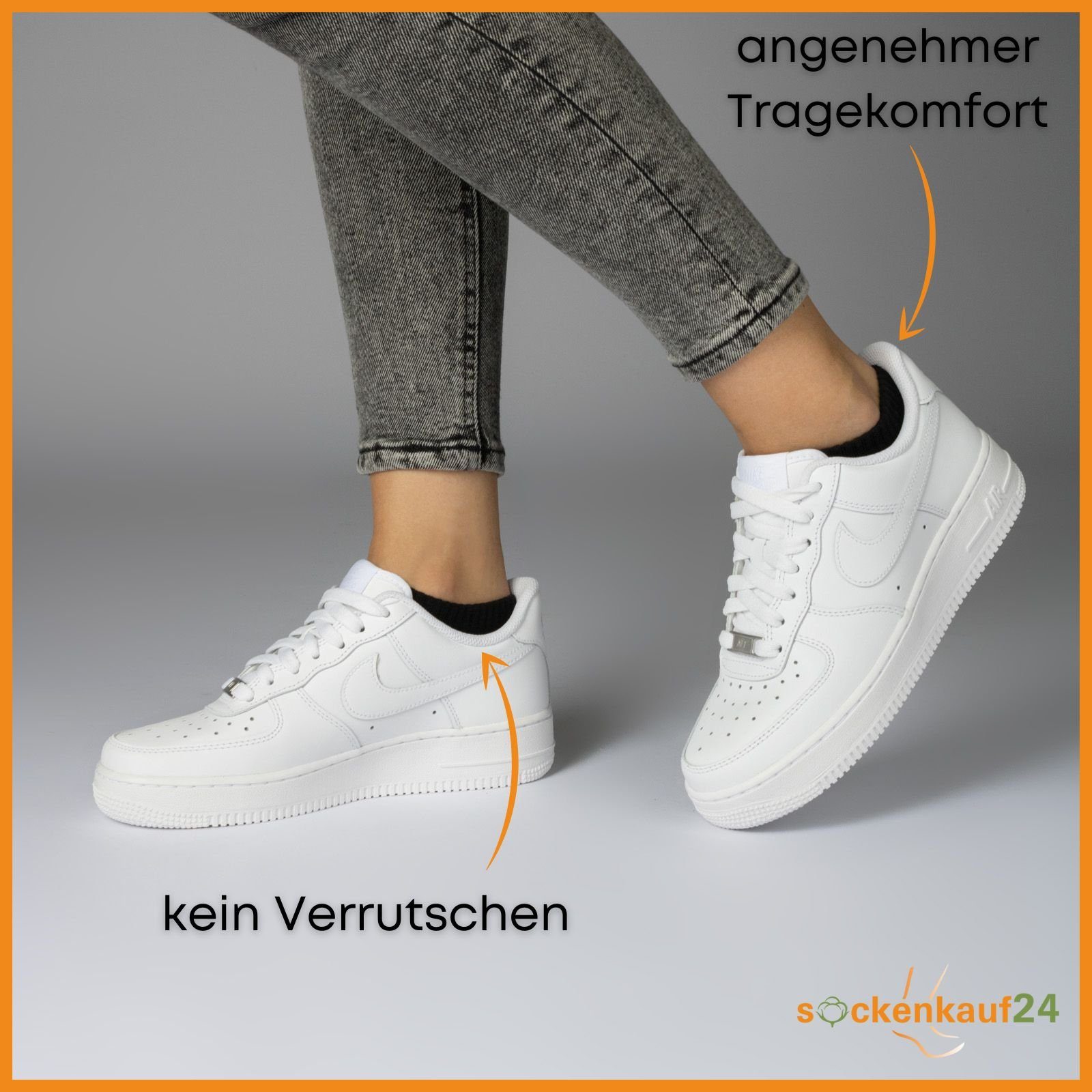 sockenkauf24 Sneakersocken 10 Paar WP Sneaker & mit Meshstreifen Premium Herren Socken Damen Schwarz/Weiß