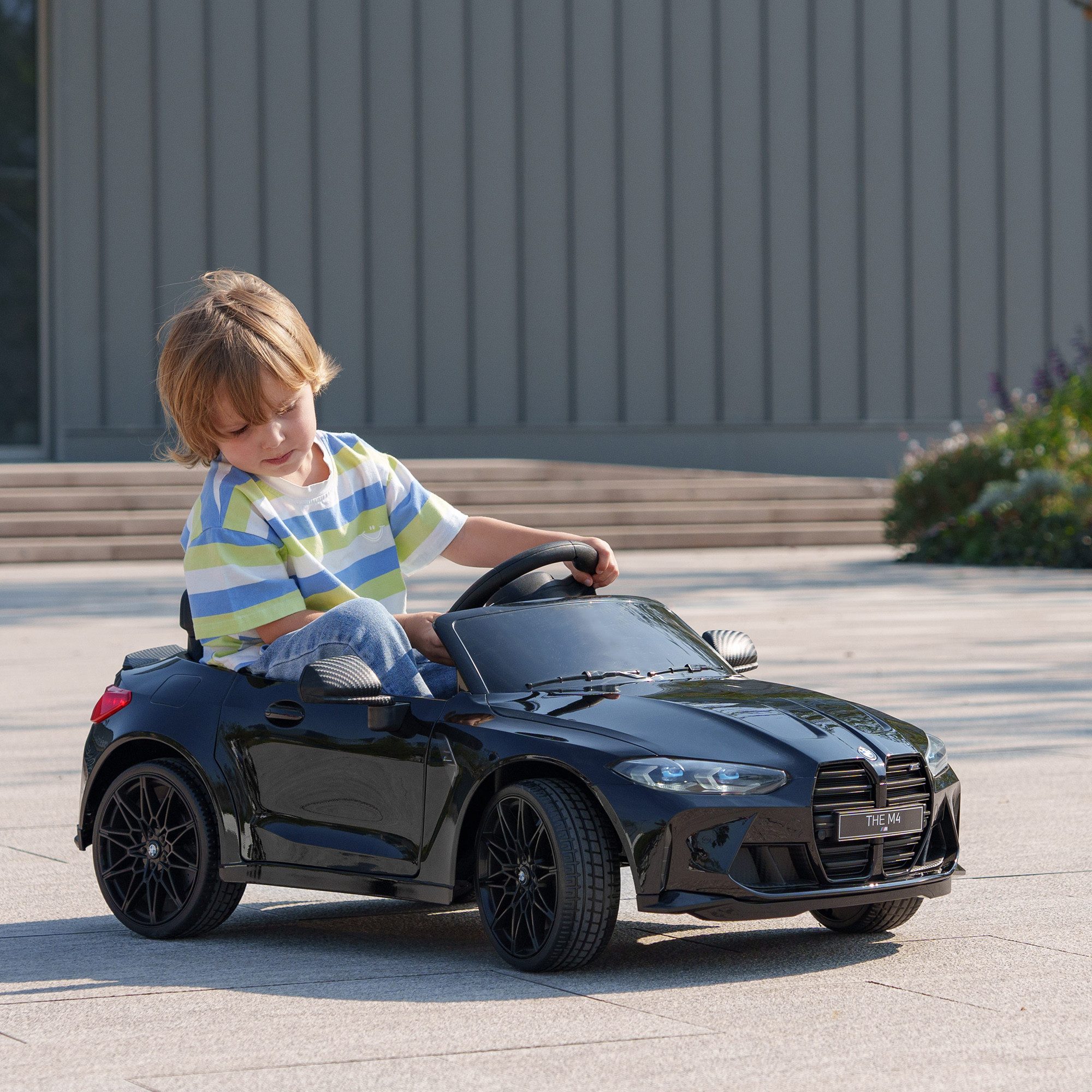 AIYAPLAY Elektro-Kinderauto 12V Kinderauto mit 2,4G-Fernbedienung, MP3, USB, LED-Lichte, Hupe, Belastbarkeit 30 kg, (1-tlg), für Kinder 3-5 Jahre, Schwarz