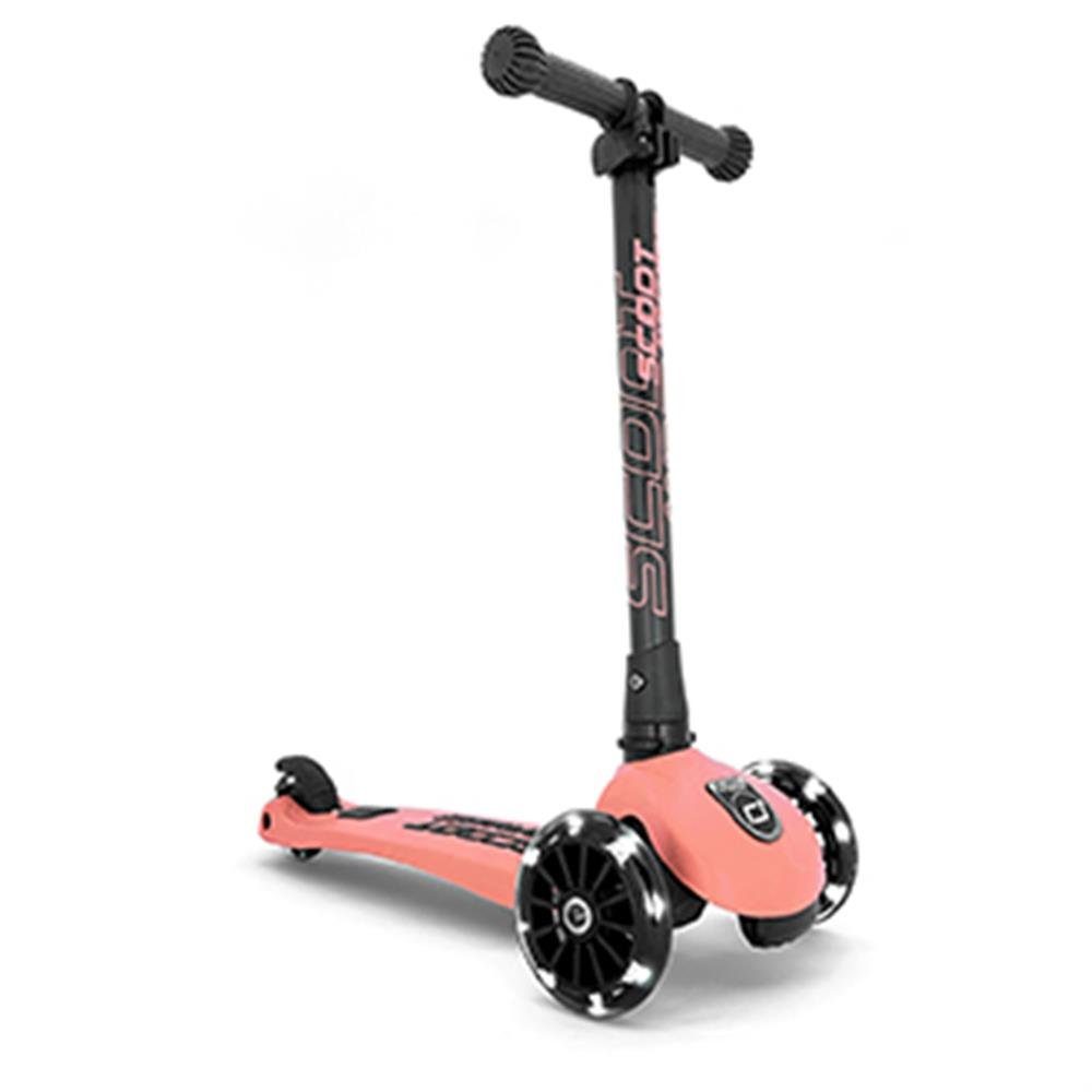 Scoot and Leuchträder, Peach, mit Dreiradscooter LED Roller 3 Ride höhenverstellbar, Highwaykick Kinderroller
