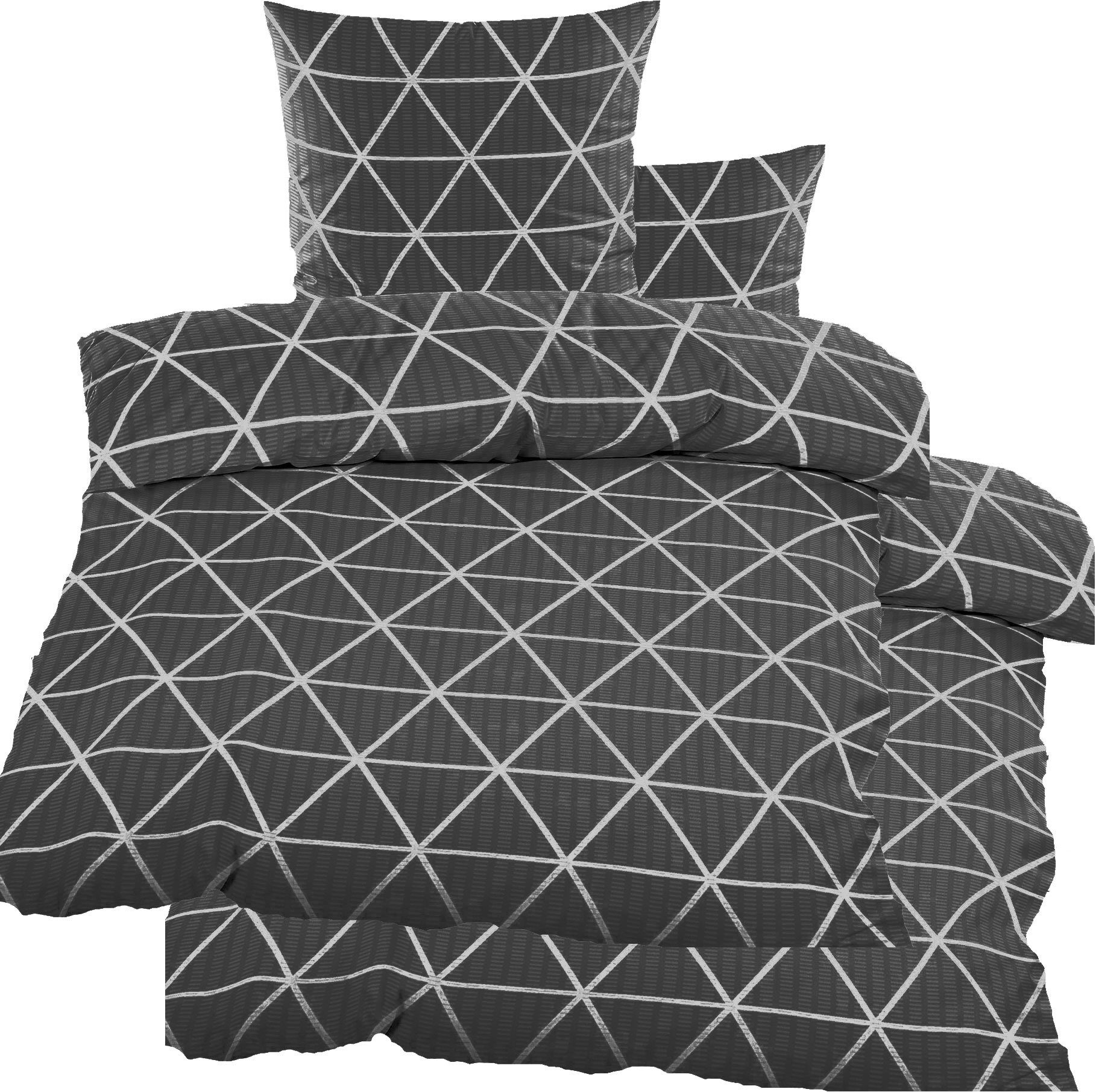 KH-Haushaltshandel Bettwäsche 4-tlg. Seersucker Bettwäsche 2x (135x200 +80x günstig online kaufen