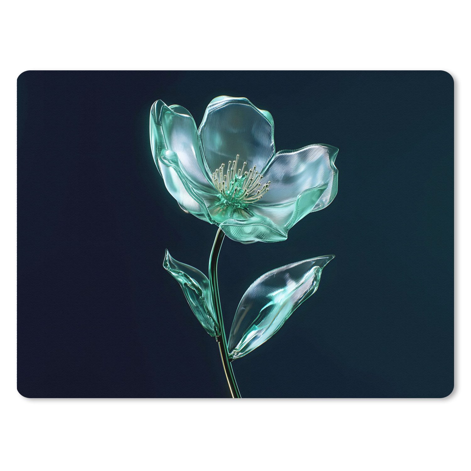 MuchoWow Mauspad Blätter - Blume - Gläser - Dunkelblau (1-St), Gaming, Büro, Mousepad XXL, Großes, Mausunterlage, 80x60 cm