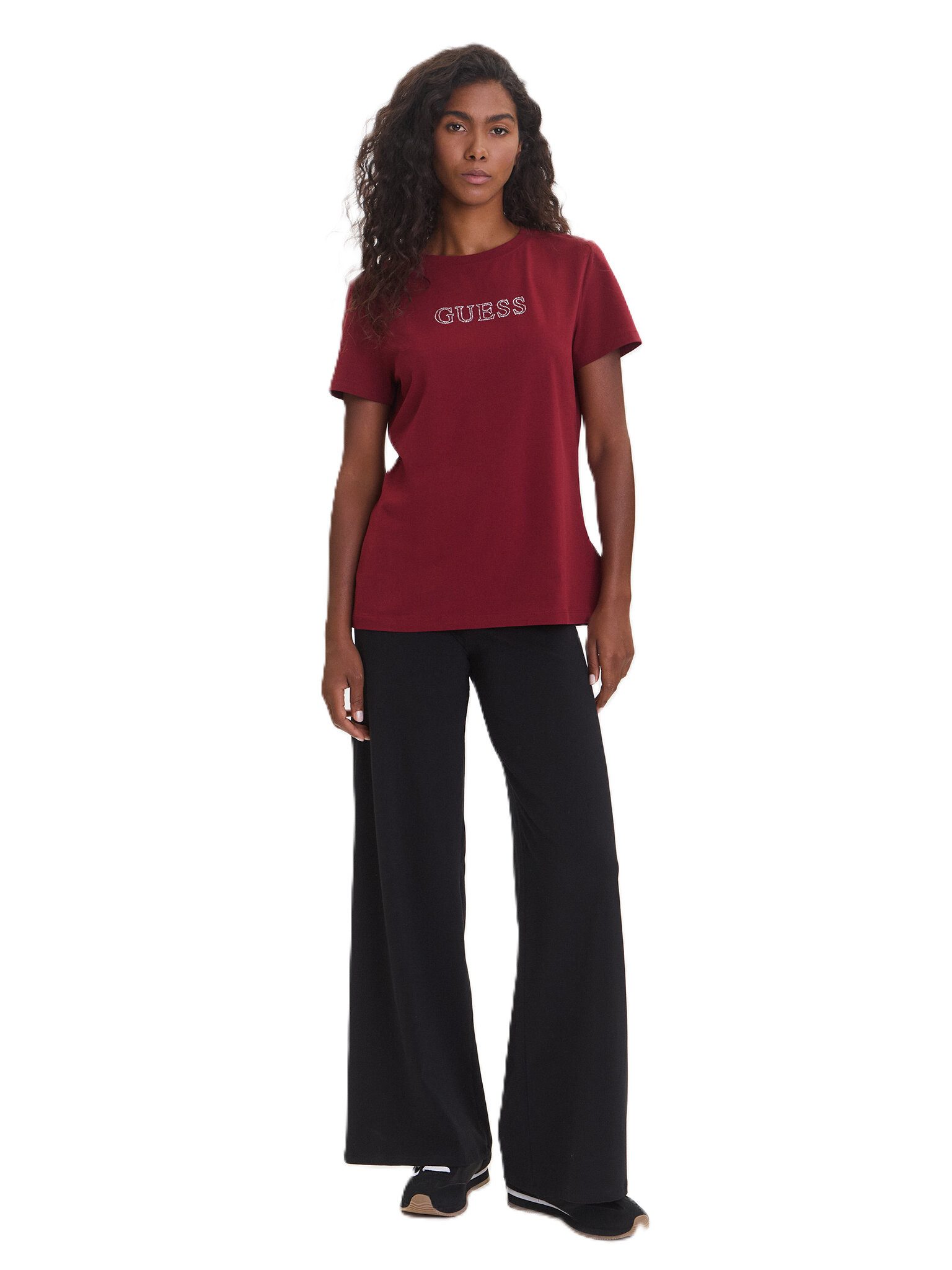 Guess T-Shirt - basic T-Shirt - Shirt kurzarm Damen - T-Shirt mit Strass Lo günstig online kaufen