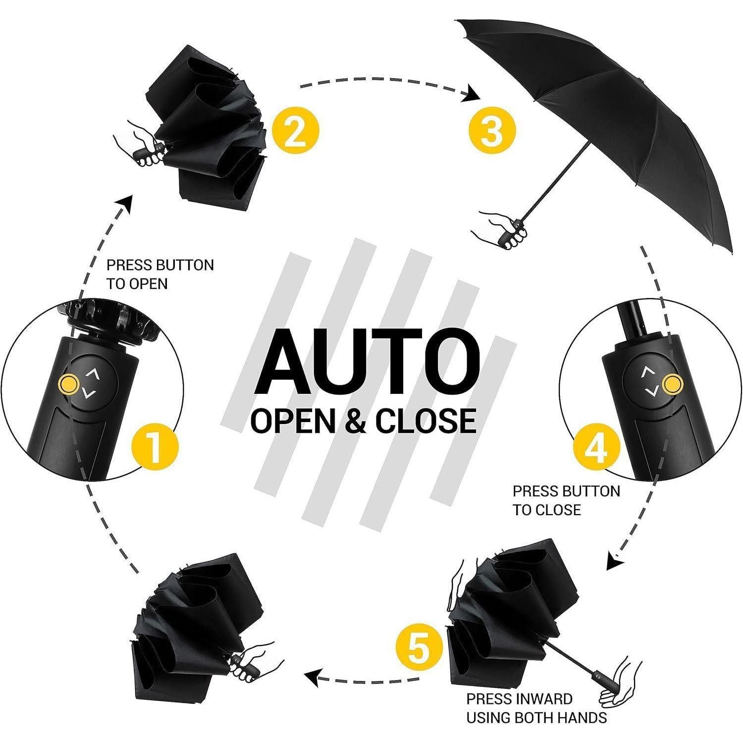 LuxusKollektion Taschenregenschirm Regenschirm Faltbar Automatik Sturmfest Herren 117cm grün