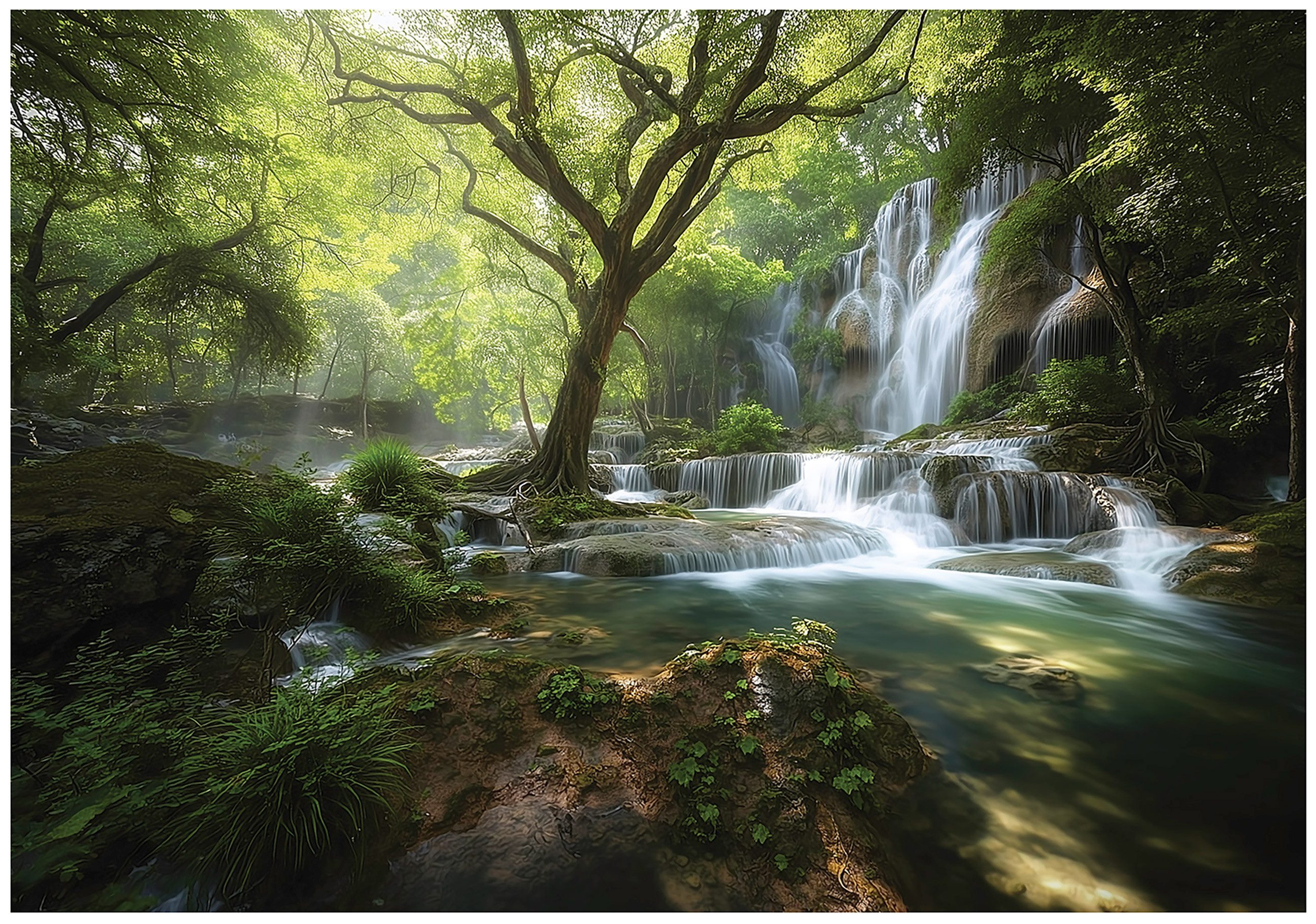 Fototapete Wald Bäume Wasserfall Vlies Tapete Wohnzimmer Schlafzimmer Wandtapete
