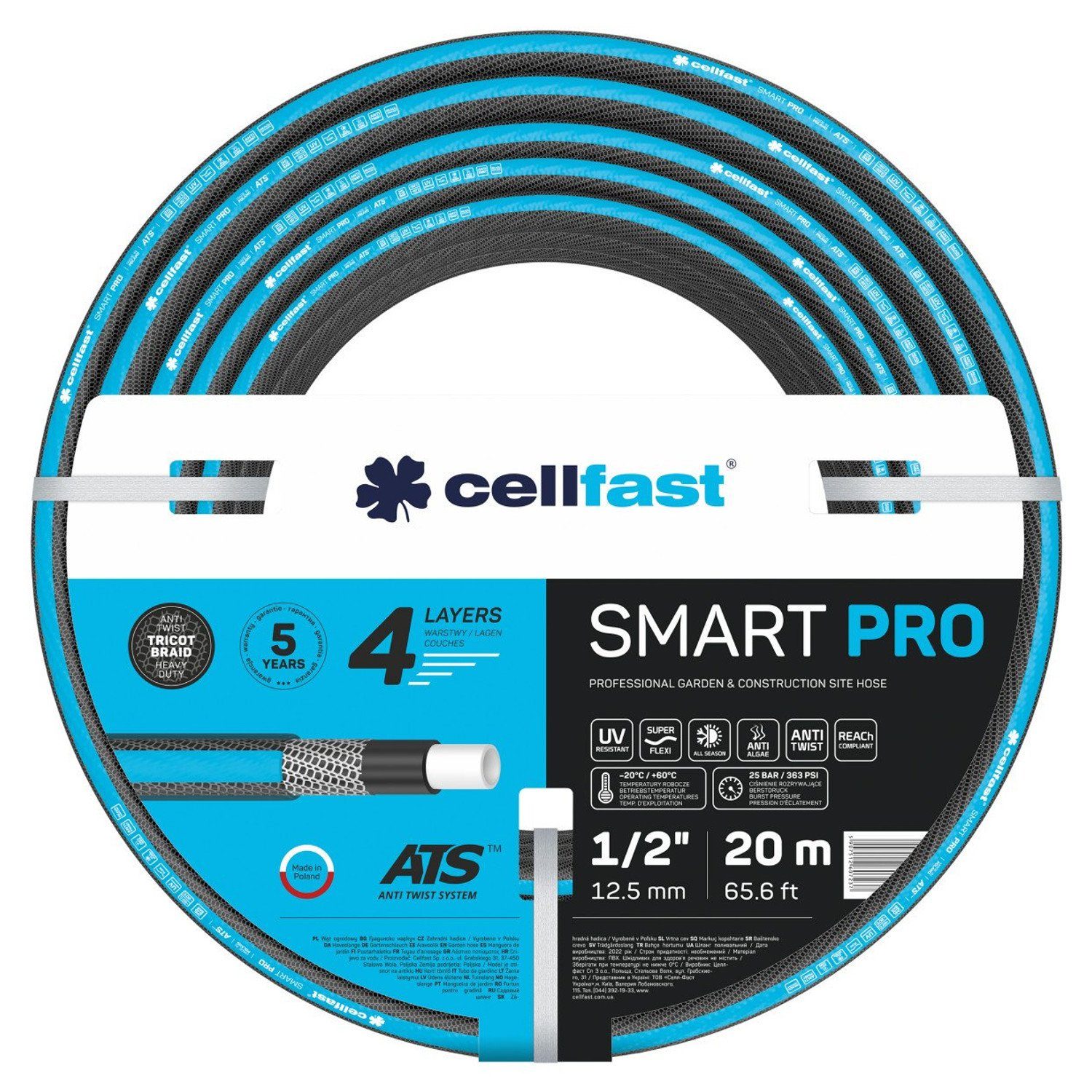 Cellfast Gartenschlauch 13-400/13-401, SMART PRO ATS 4-lagiger Gartenschlauch 1/2"