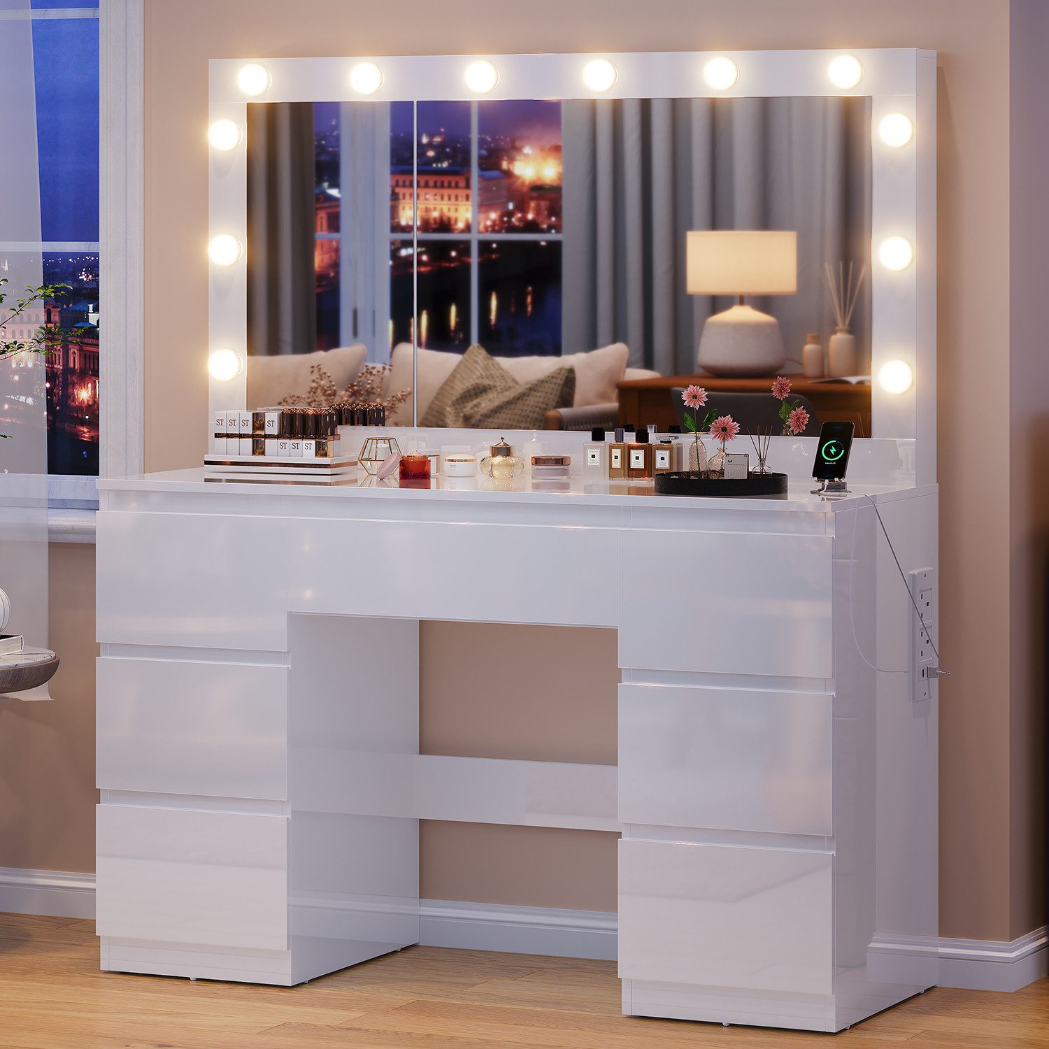 HOMALL Schminktisch Großer Schminktisch, Maße 120 x 40 x 140 cm, mit Schmuc günstig online kaufen