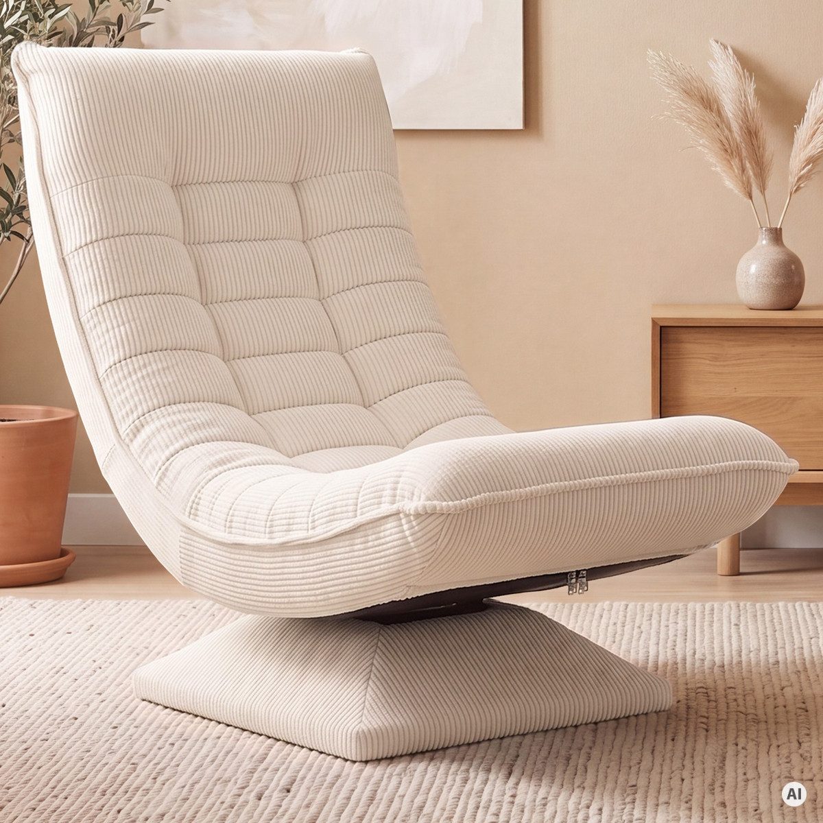 Casaria Relaxsessel Aberdeen Cord, verstellbare Lehne Drehbar Klappbar 150kg Belastbarkeit 60x105x87cm