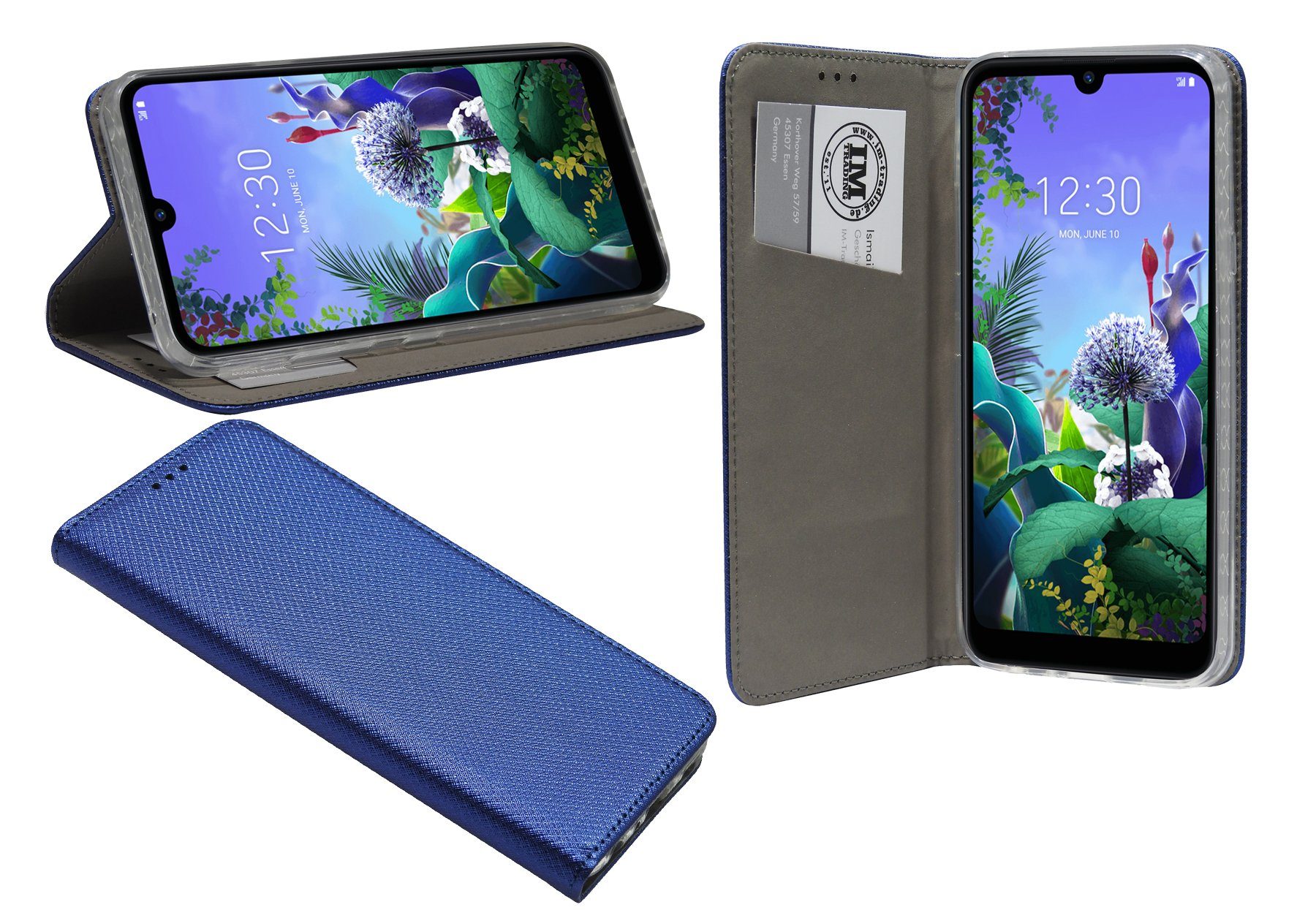 Handyhülle Elegante Buch-Tasche Hülle Smart Magnet für Das iPhone 11 Pro Max Leder Optik Wallet Book-Style Cover in Schwarz Schale, Kunstleder Schutzhülle Handy Wallet Case Cover mit Kartenfächern, Standfunktion Blau