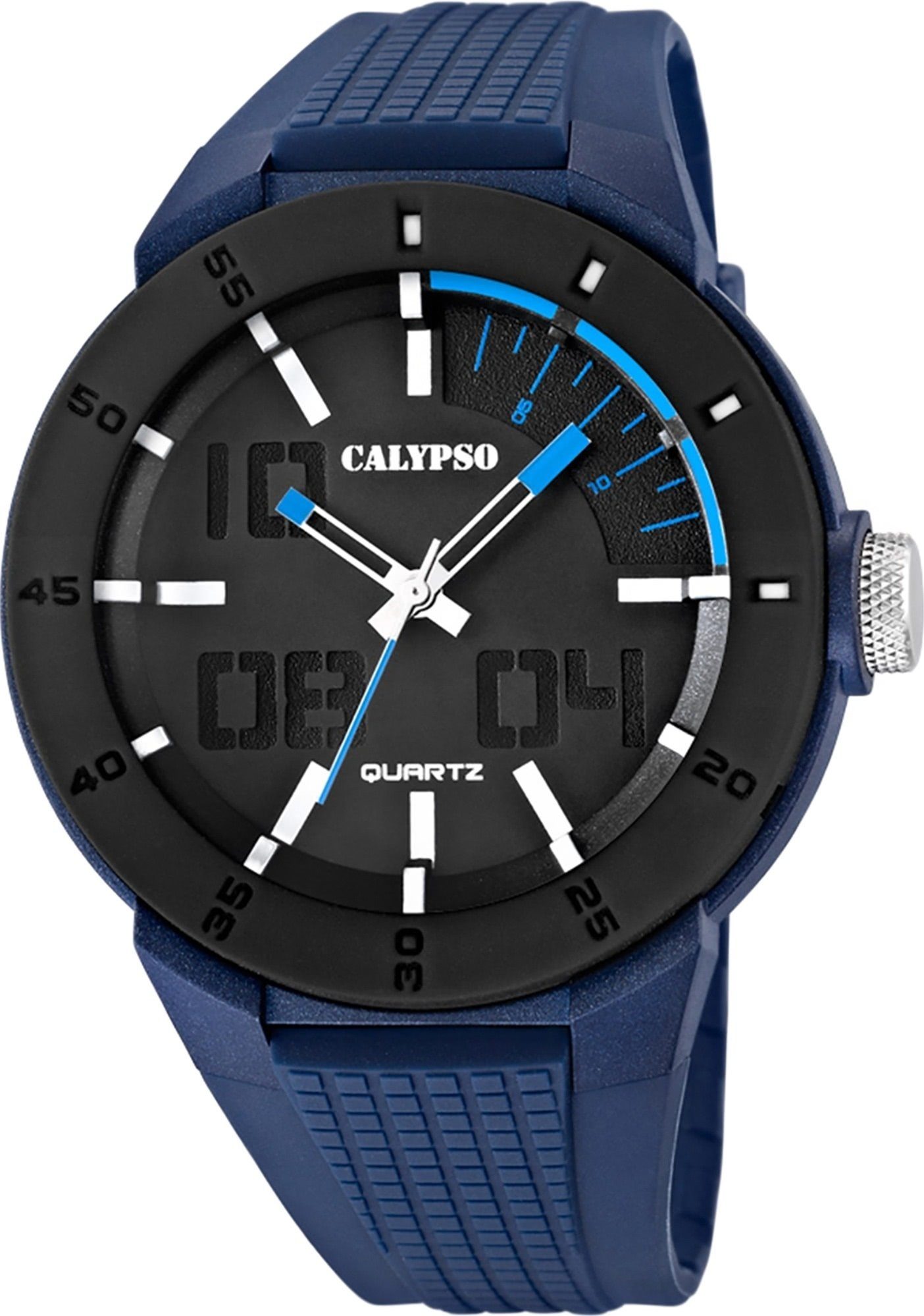 CALYPSO WATCHES Quarzuhr Calypso Herren Uhr K5629/3 Kunststoffband, (Analoguhr), Herren Armbanduhr rund, Kautschukarmband blau, Outdoor