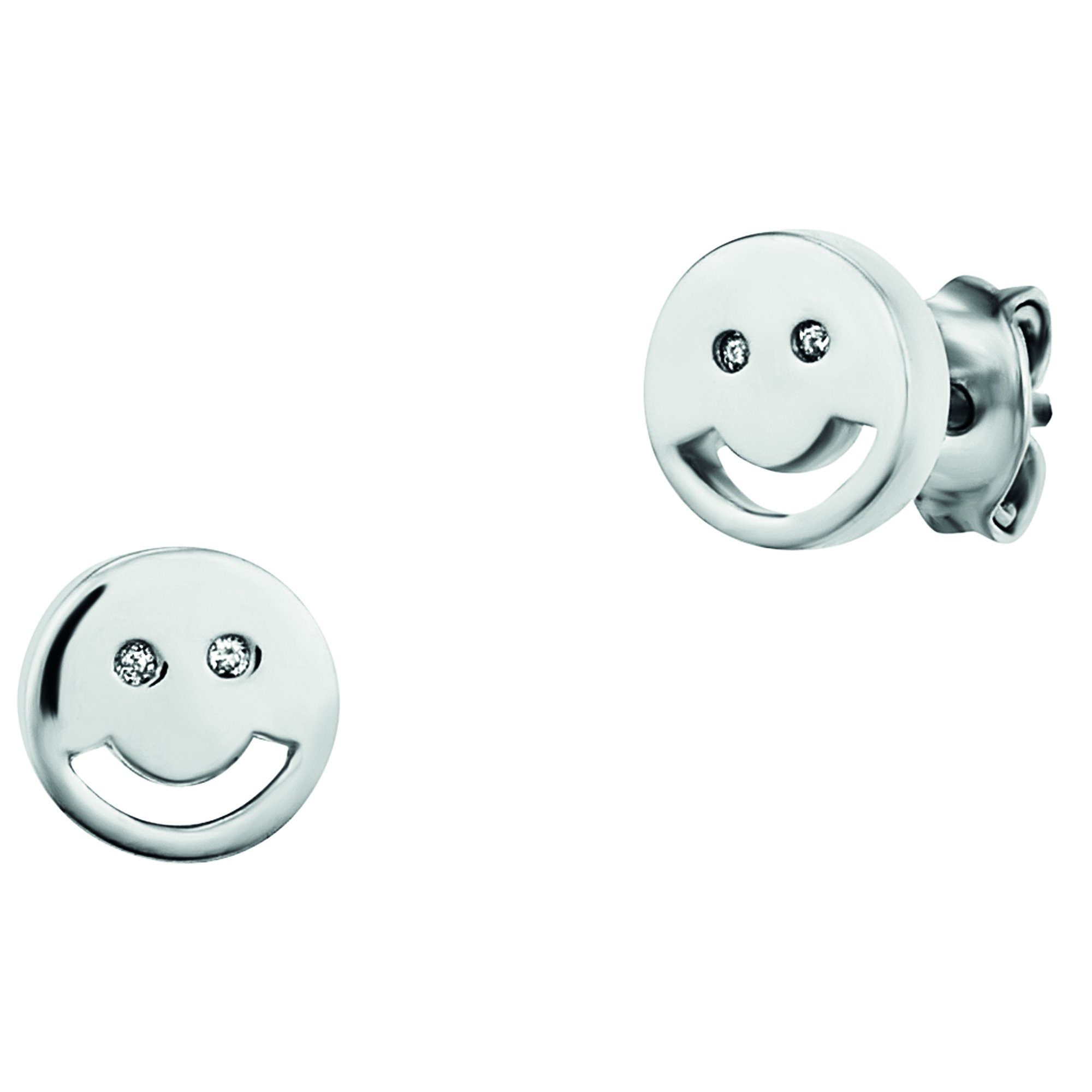 CAÏ Paar Ohrstecker 925/- Sterling Silber rhodiniert Smile