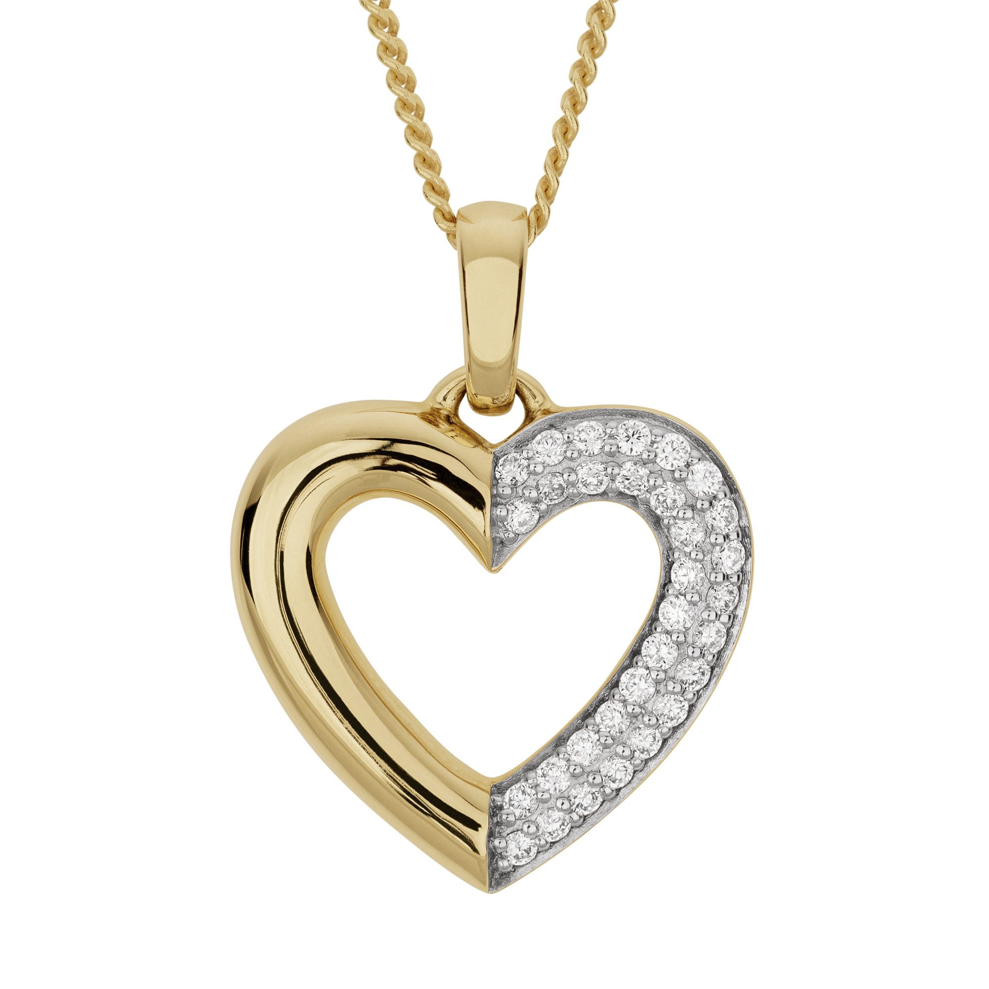 Orolino Kette mit Anhänger Gold 585 Herz-Anhänger mit 31 Brillanten zus. 0,25ct.