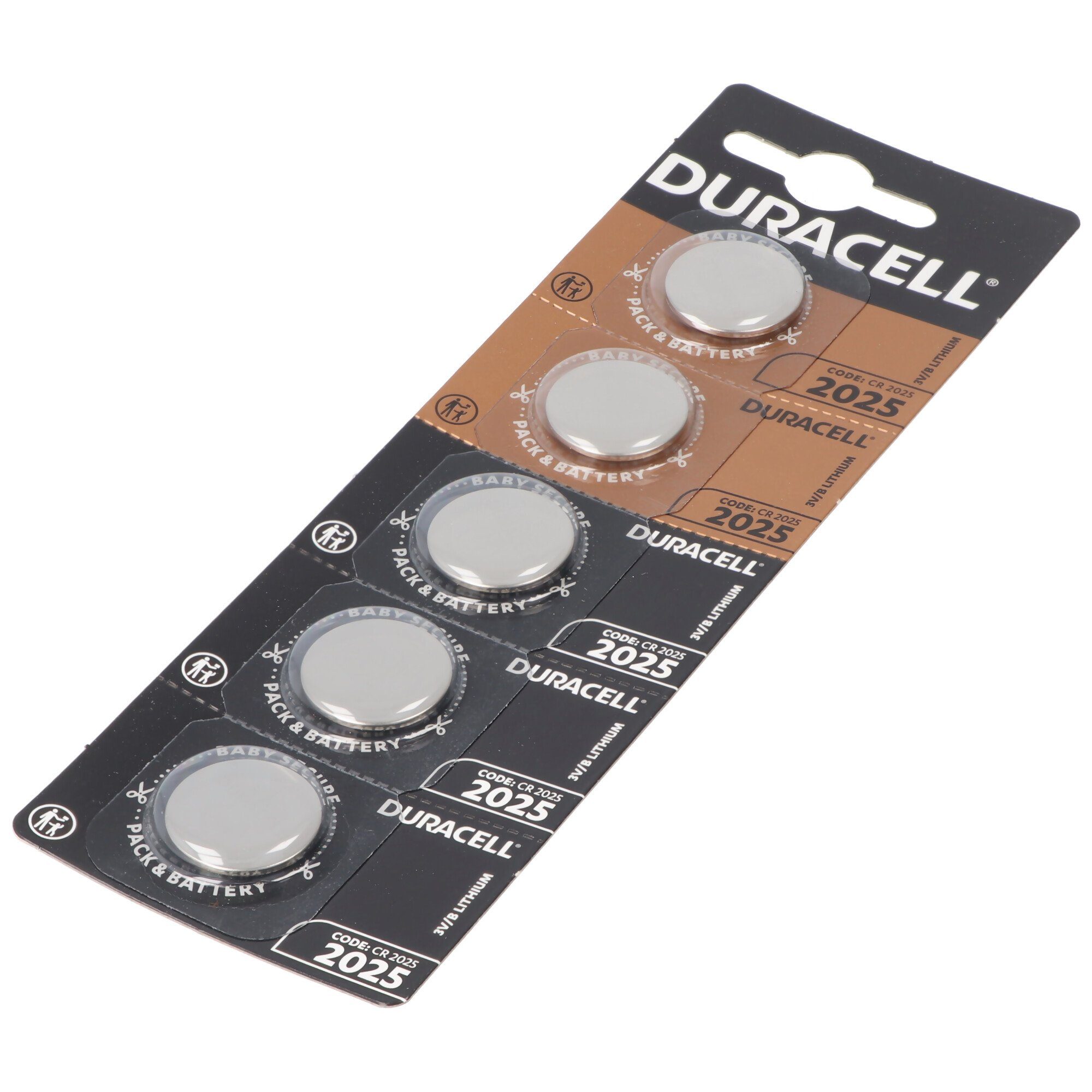 Duracell 5x Duracell DL2025, CR2025 2er Blister 3 Volt Lithium Batterie Batterie