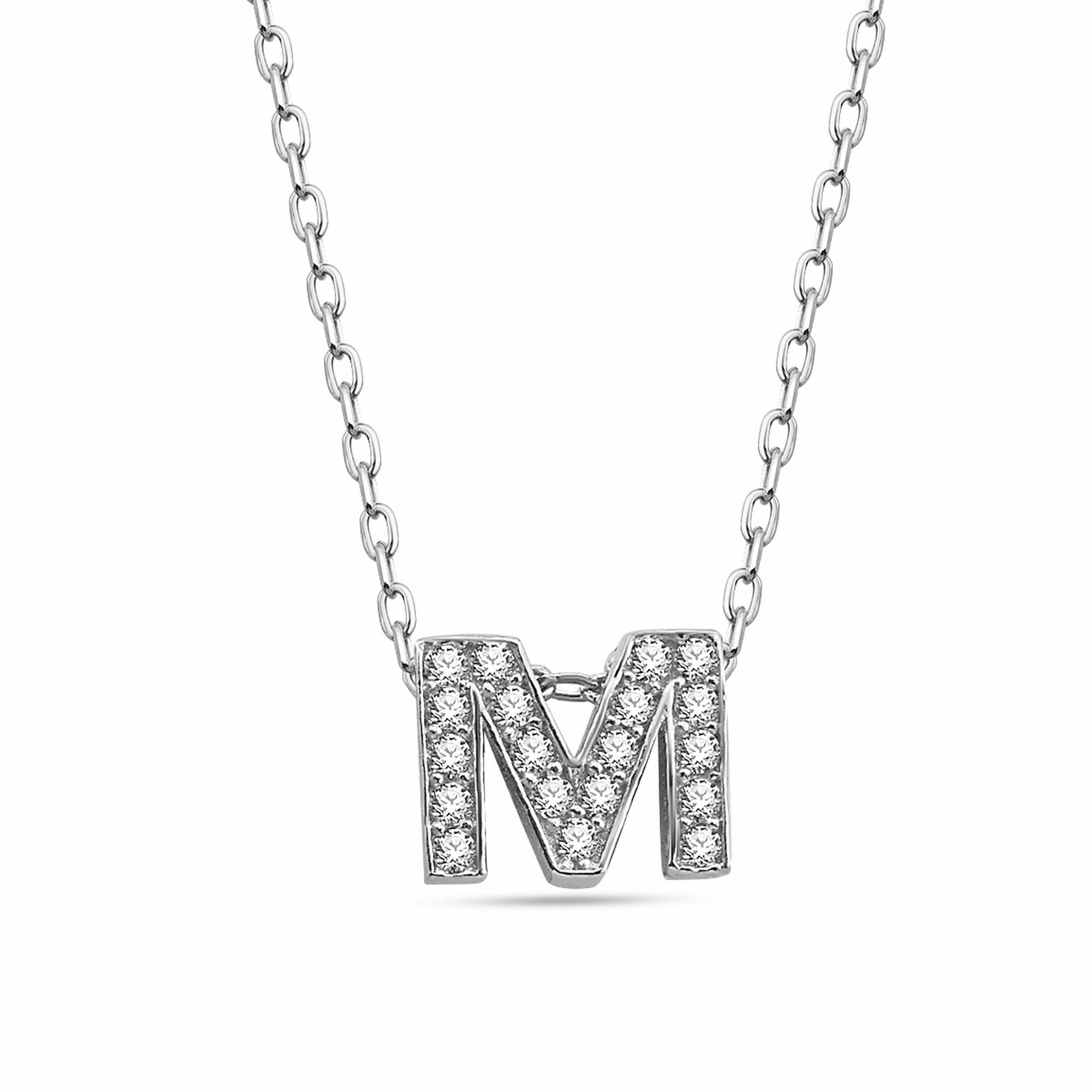 dKeniz Kette mit Anhänger Buchstabe M 925/- Sterling Silber