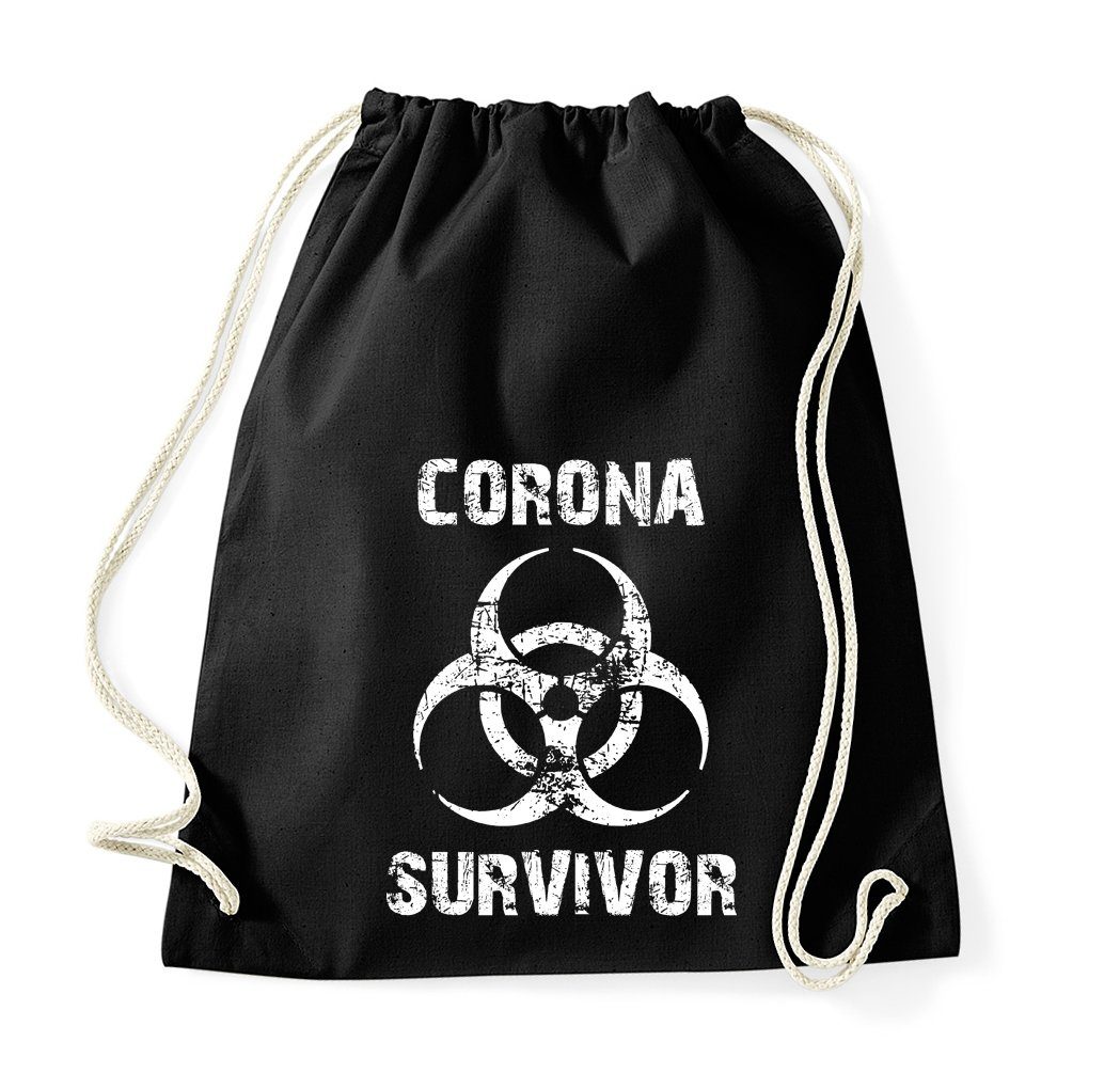 Schwarz Print Turnbeutel Survivor Baumwoll modischem Designz mit Corona Turnbeutel, Youth Tasche