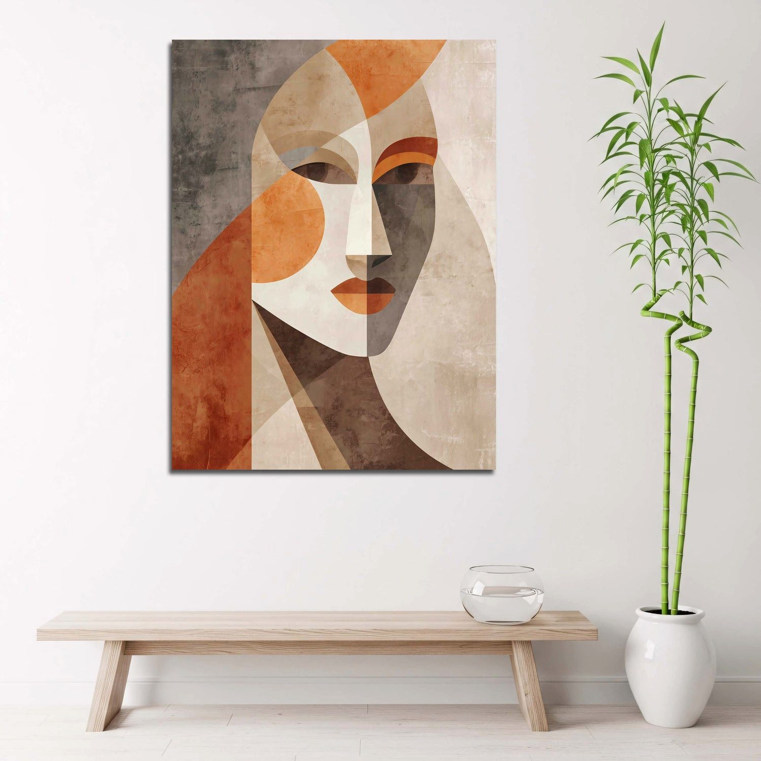 Artedinoi Leinwandbild Frauenporträt Formen warme Farben Leinwandbild Wandbild Kunstdruck XL, Frauenporträt in warmen Farben