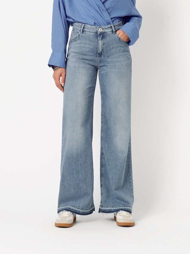 ROSNER Weite Jeans Audrey Wide (1-tlg) mit offenkantigen Säumen
