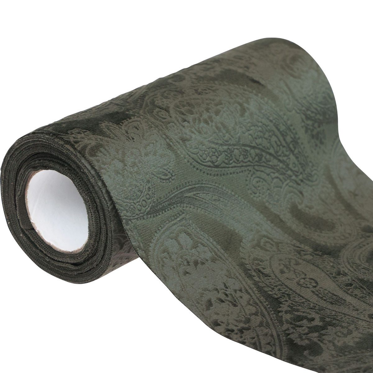 Mabella Decorbänder GmbH Tischläufer Samt Tischläufer Grün 150mm 3m Paisley Tischdeko