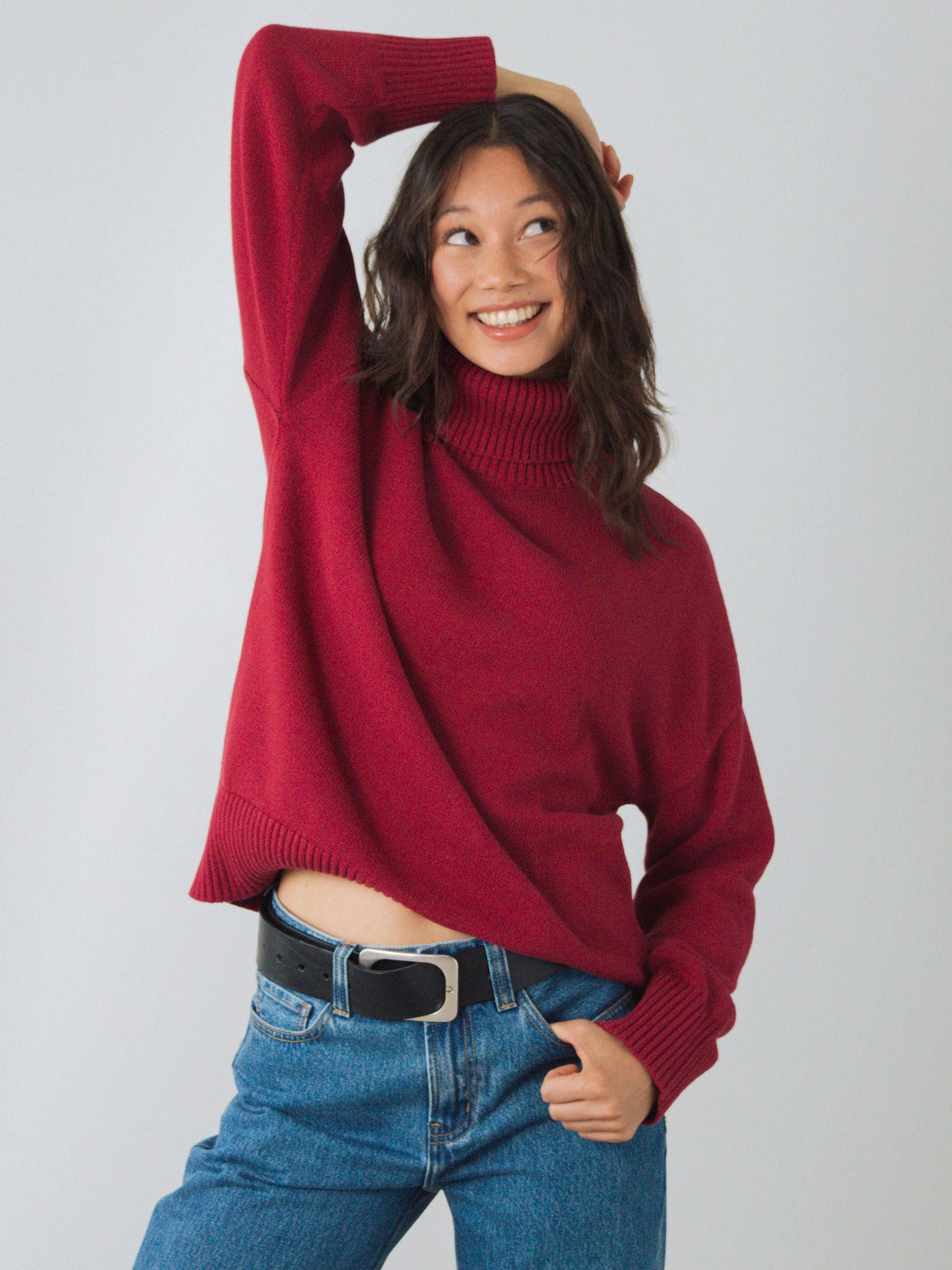 HONEST BASICS Strickpullover Chunky Rollkragenpullover aus Bio-Baumwolle