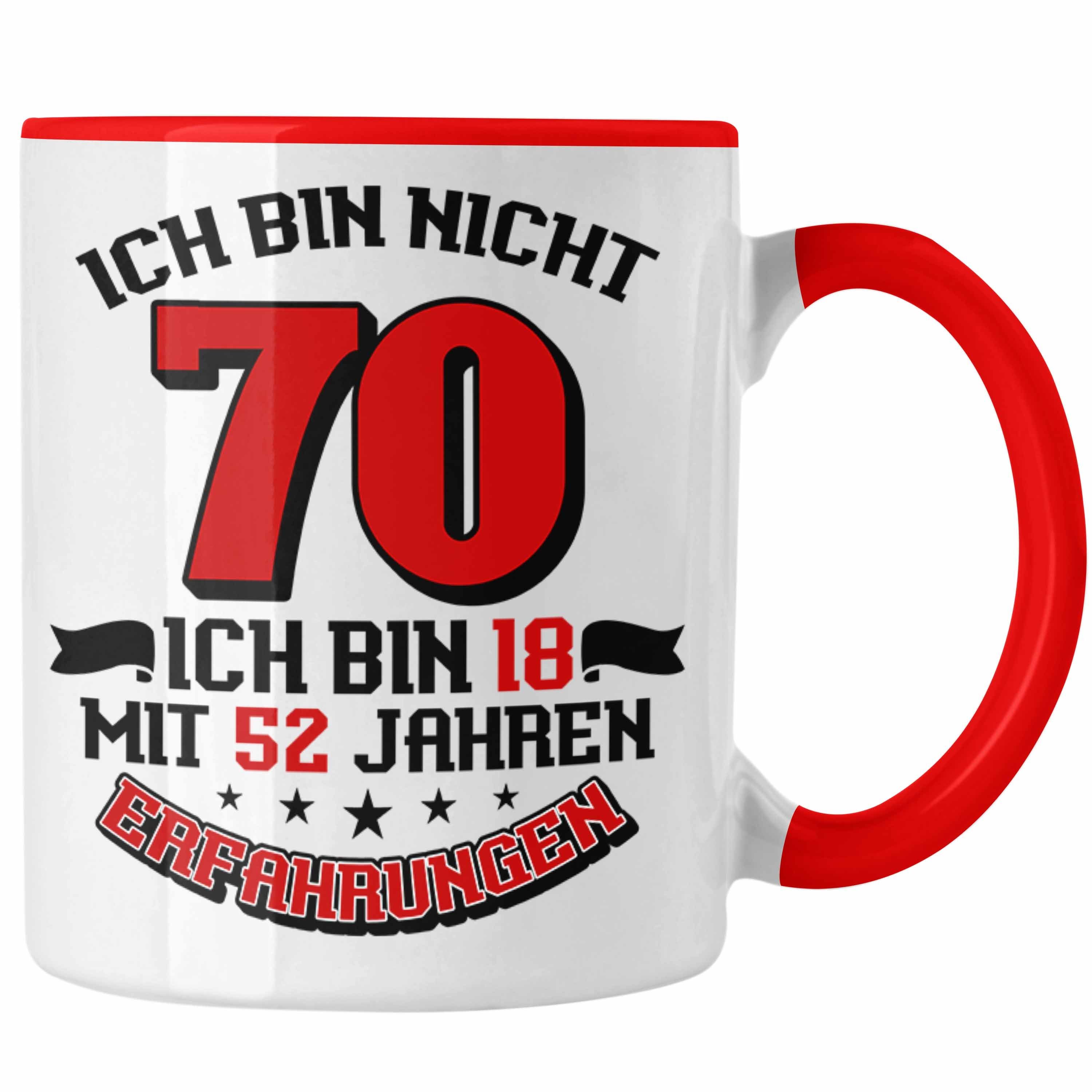 Trendation Tasse Tasse 70. Geburtstag Geschenkidee für Männer Frauen Spruch 70 Jahre 18 Rot