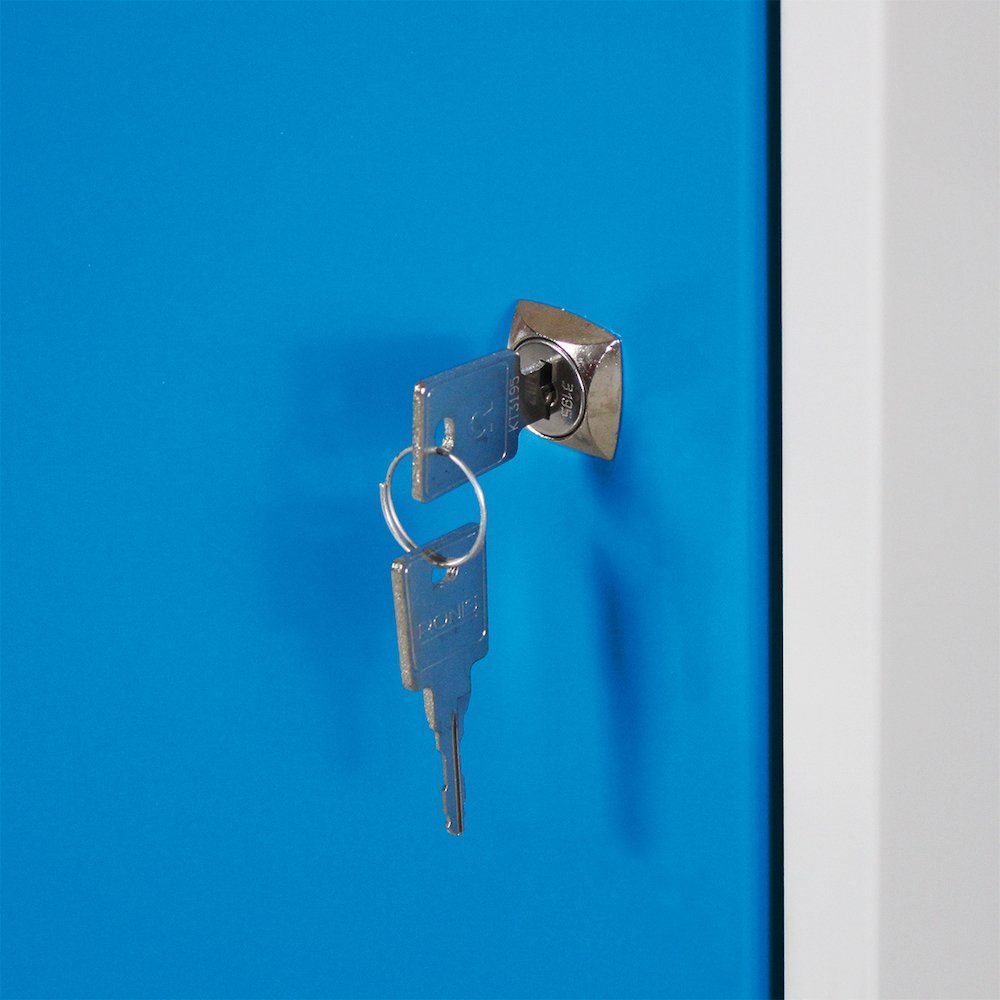 Werkbank Rhino Werkbank Tür, Grau/Blau 1 Ablagefach PROREGAL® Light mit + Lichtblau