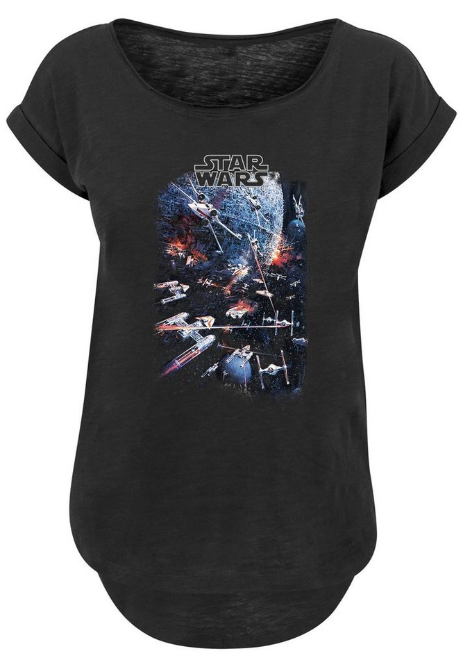 F4NT4STIC T-Shirt Long Cut T Shirt 'Star Wars Galaxy Space Fight Classic'  Print, Hinten extra lang geschnittenes Damen T-Shirt