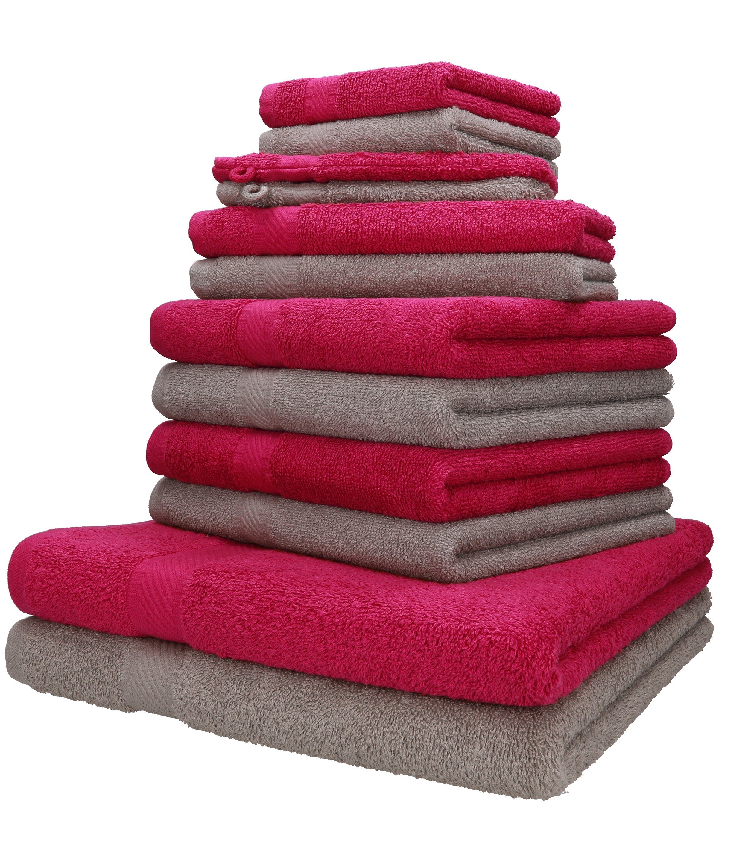 4 Baumwolle, Stone, (12-tlg) Baumwolle Betz 100% Gästetücher Seiftücher Handtücher 2 100% 2 Handtuch-Set Palermo 12-TLG. Handtuch 2 und Farbe Cranberry Set Liegetücher Waschhandschuhe 2