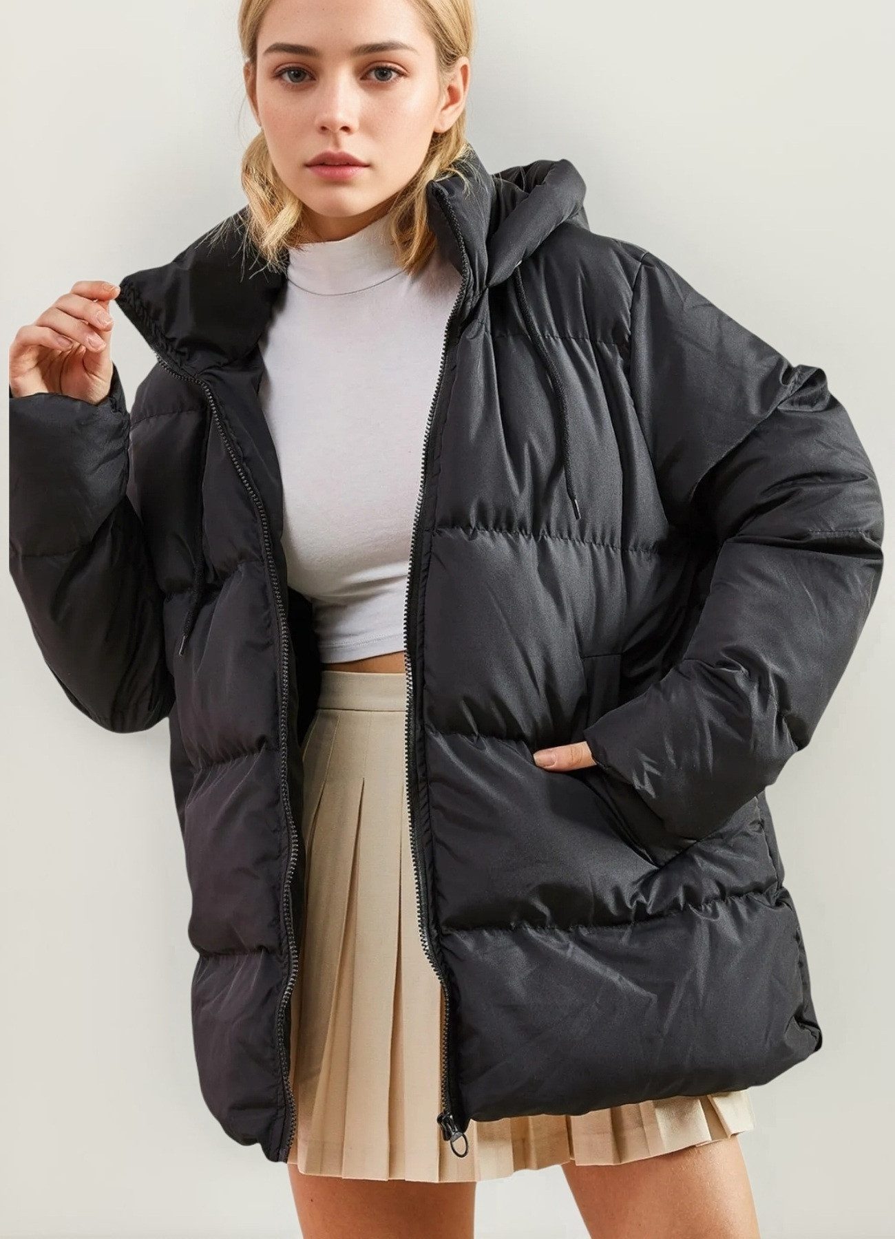 fashionshowcase Steppmantel Damen Jacke mit Kapuze günstig online kaufen