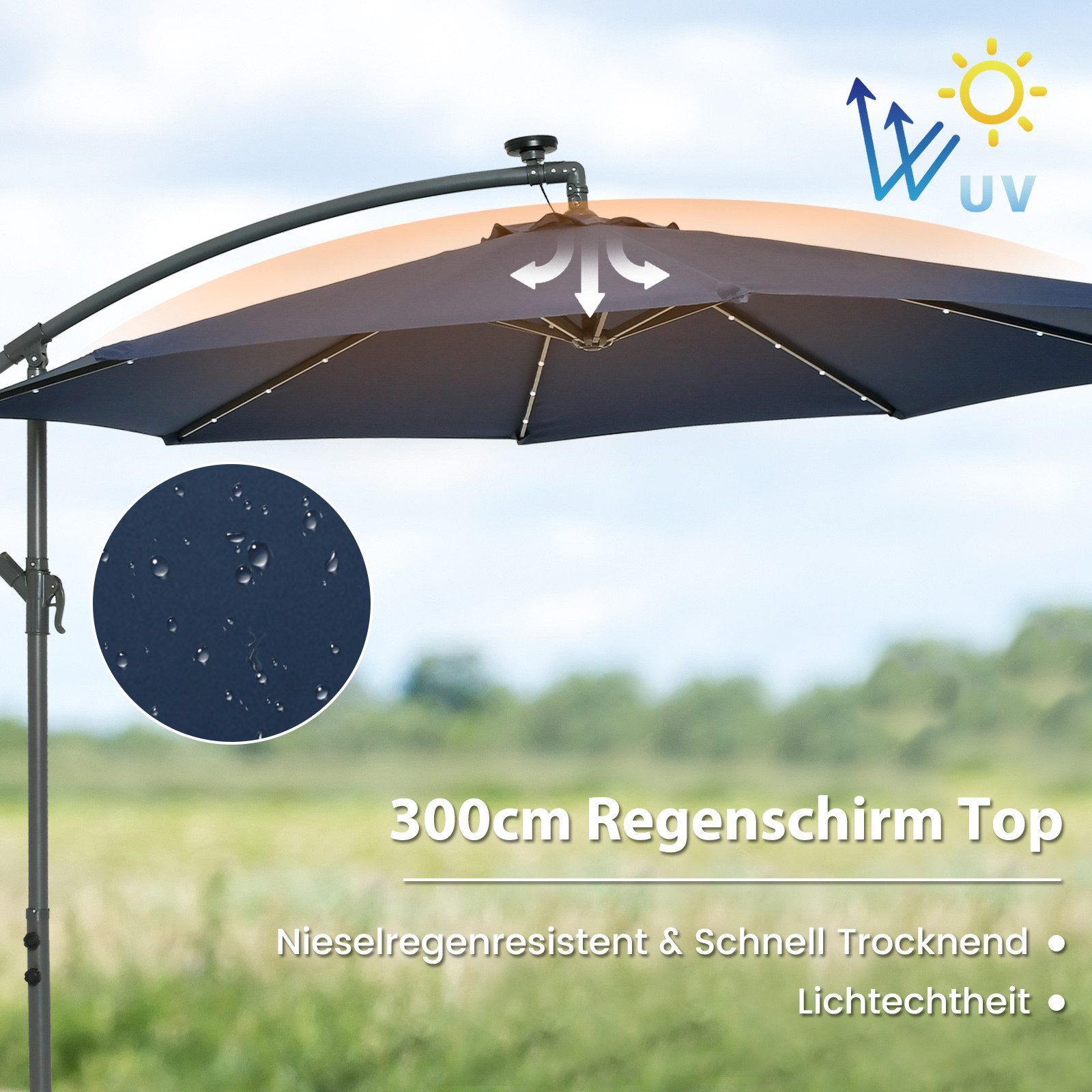 COSTWAY Sonnenschirm Gartenschirm, mit Ständer, 40 günstig online kaufen