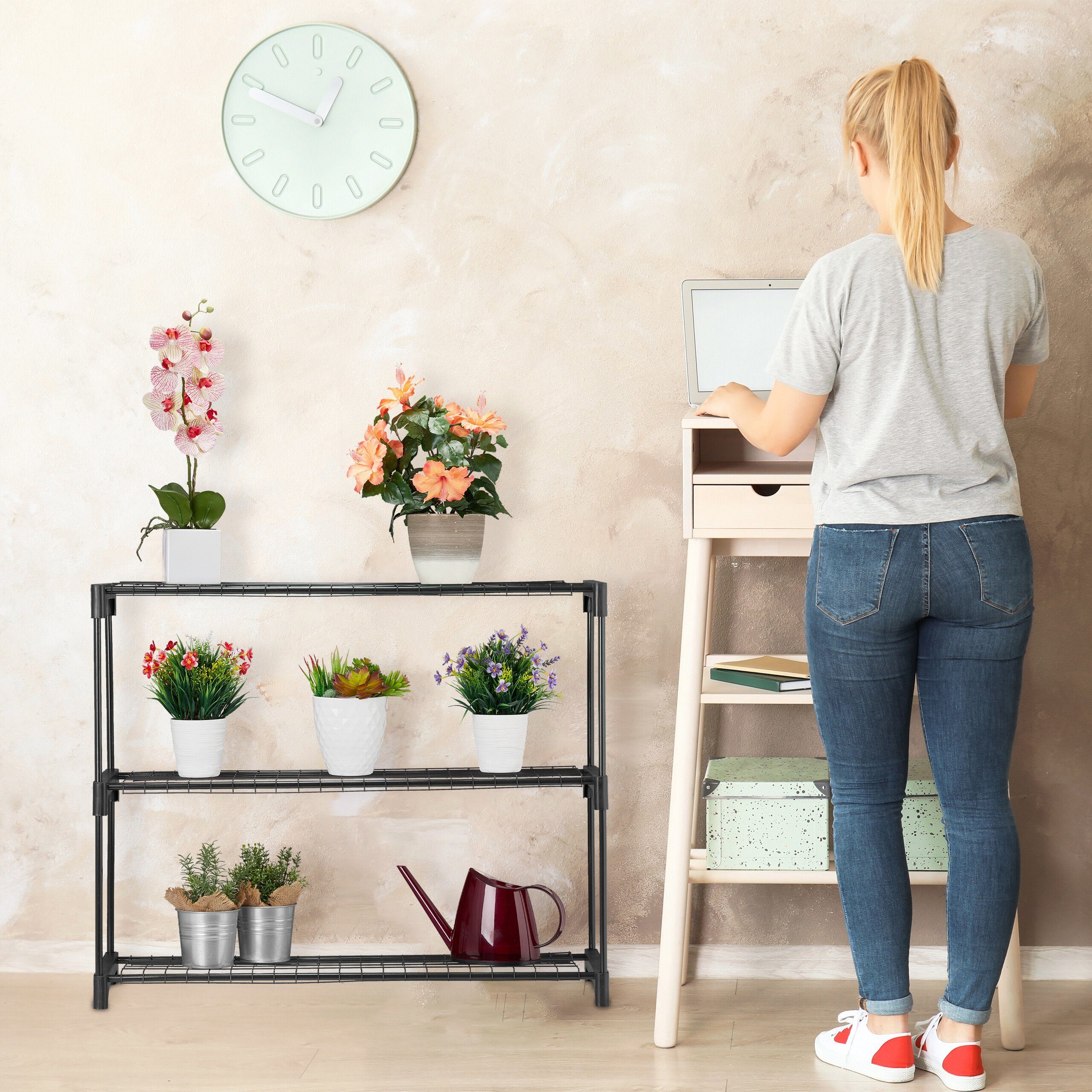 relaxdays Blumenständer Pflanzenregal mit 3 Ablagen (1 St) – Bild 5 von 5