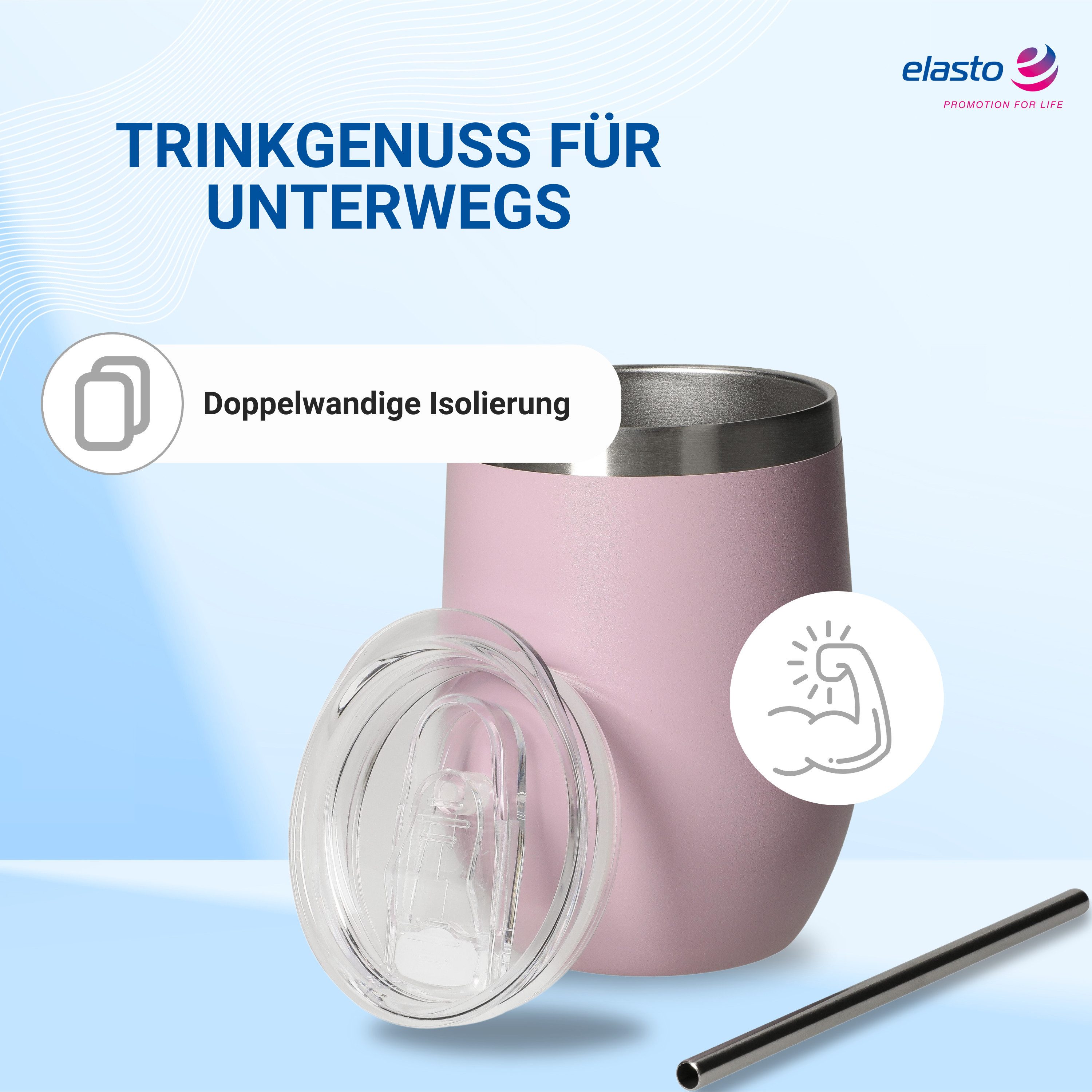elasto Becher Weinbecher 350 ml Vinova Edelstahl Trinkbecher To Go, robust, spülmaschinengeeignet, Sommer, Geschenk – Bild 4 von 5