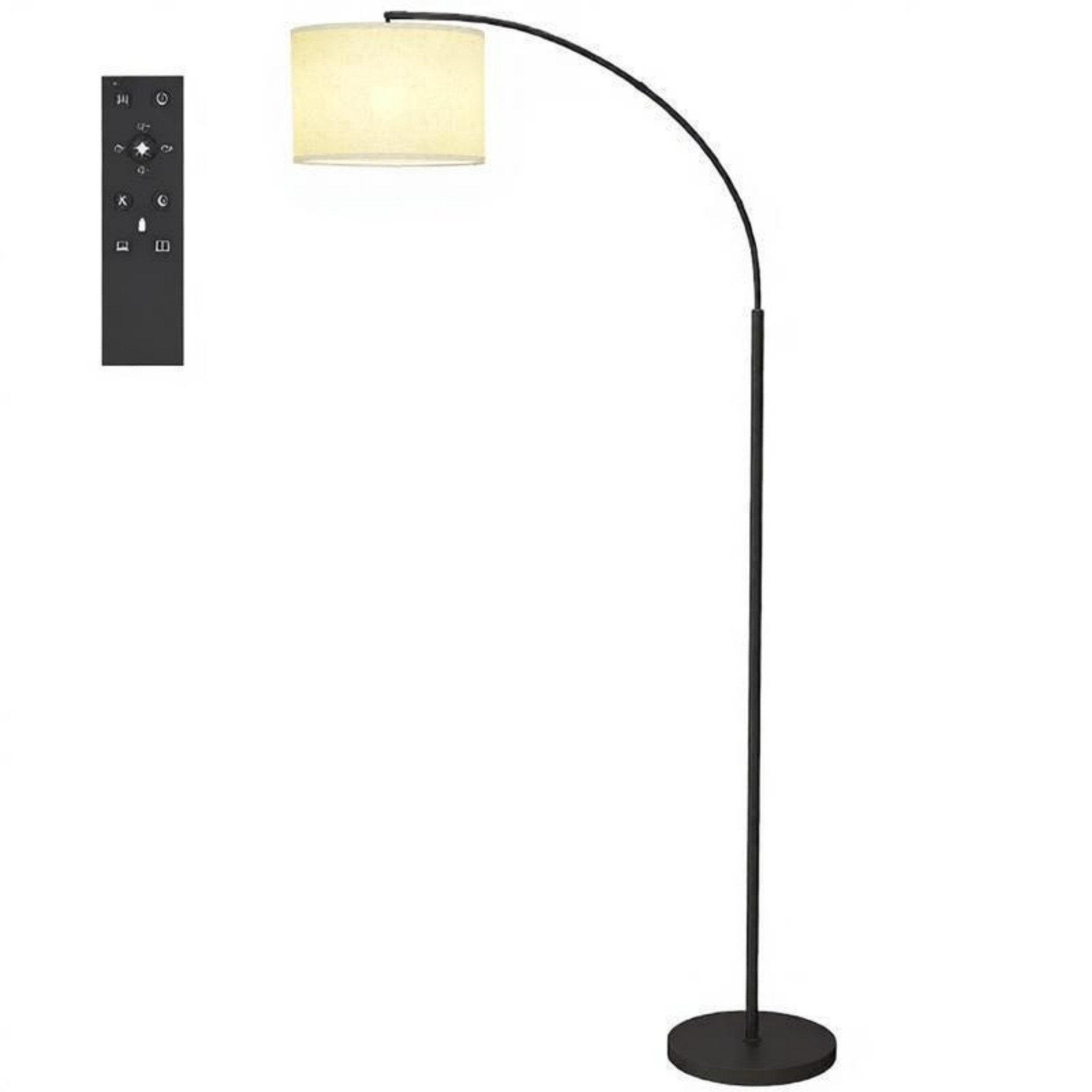 Blossom Bogenlampe Bogen-Stehlampe Wohnzimmer mit Fernbedienung, dimmbar 350° verstellbar, LED Stehlampe 2700–6500 K, 11 Helligkeitsstufen, Schwarz-Creme