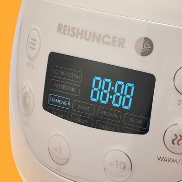 Reishunger Multikocher Premium Topf, Digitaler Reiskocher & Dampfgarer in 1, 8 Programme, 350,00 W, 0,06 l Schüssel, mit innovativer Technologie,Intelligenten Funktionen Kochmöglichkeiten