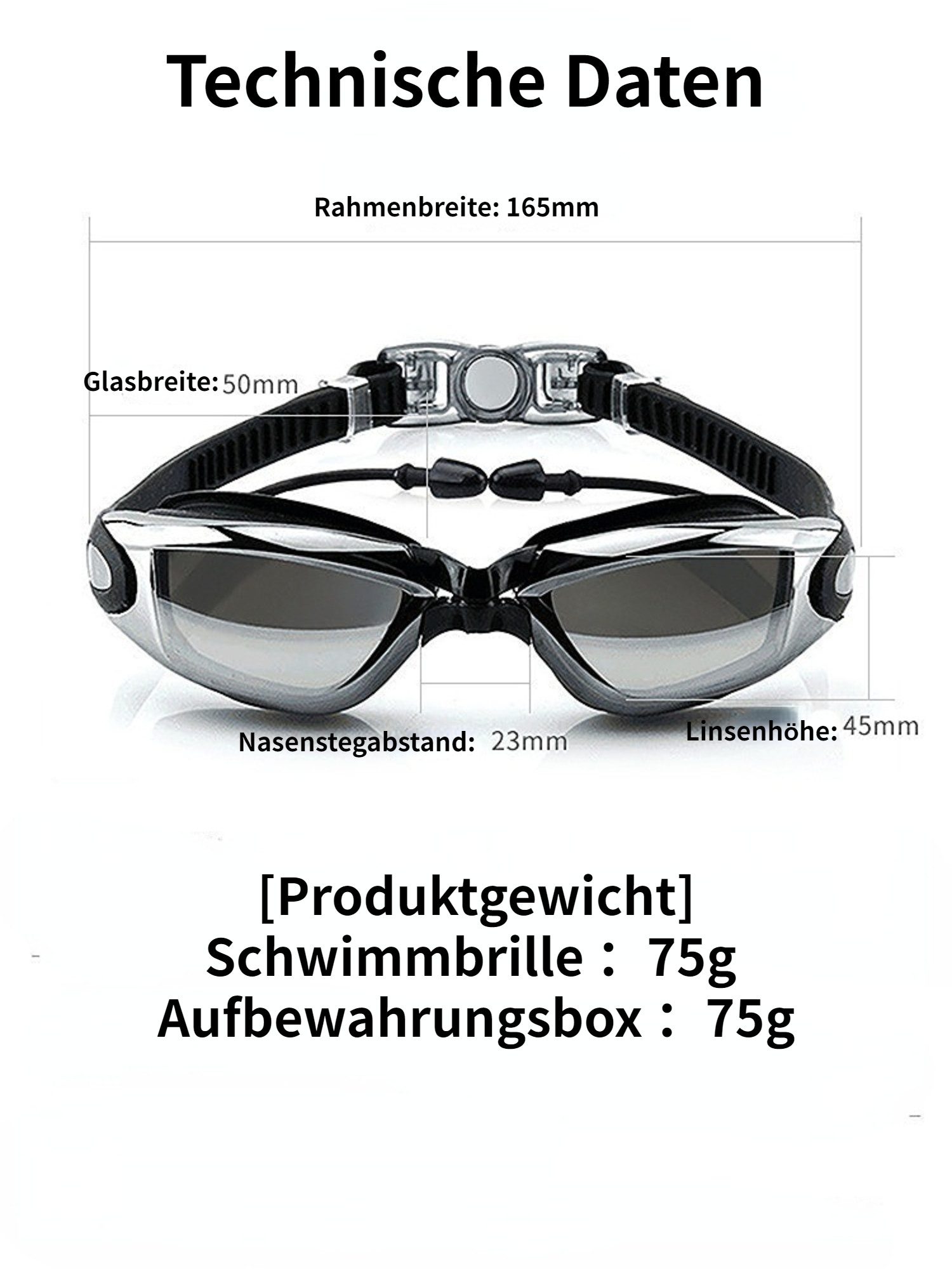 Blusmart Schwimmbrille Schwimmbrille mit kleinem Rahmen, (HD wasserdicht und beschlagfrei, Mit exklusiver Aufbewahrungsbox), Unisex