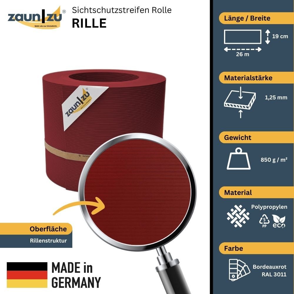 zaunzu Sichtschutzstreifen Rille PP für Doppelstabmatten günstig online kaufen