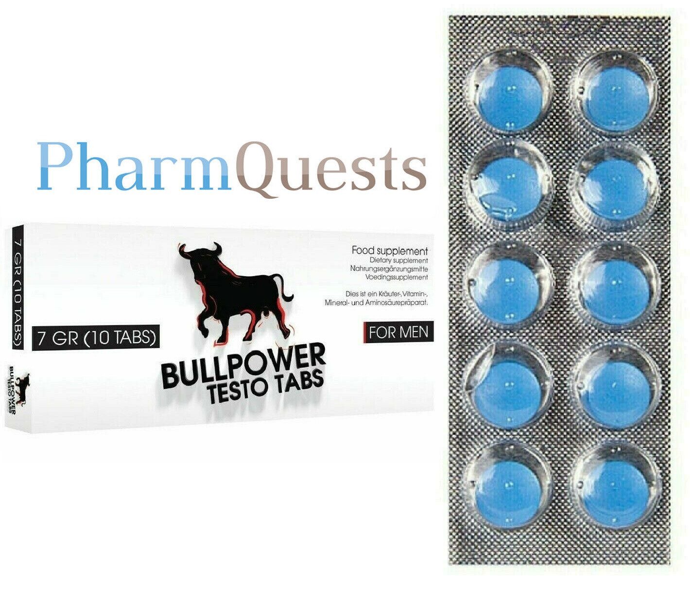 PharmQuests Blaue Pillen Herbal Bull Power für Männer Selen L-Arginin Ginseng Tablette, 1 er Set à 10 St., 20 g