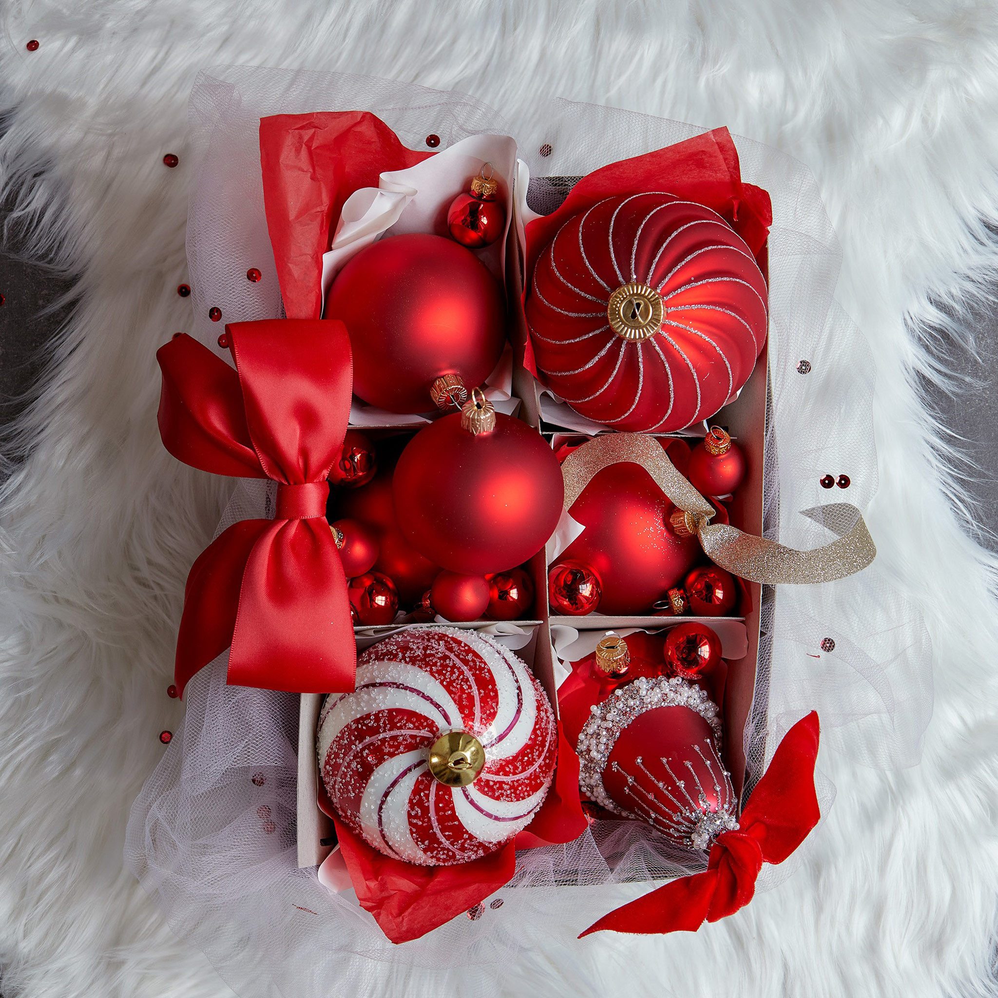 Kaemingk Christbaumschmuck, Weihnachtskugeln Glas 4cm 18 Stück - Weihnachtsrot