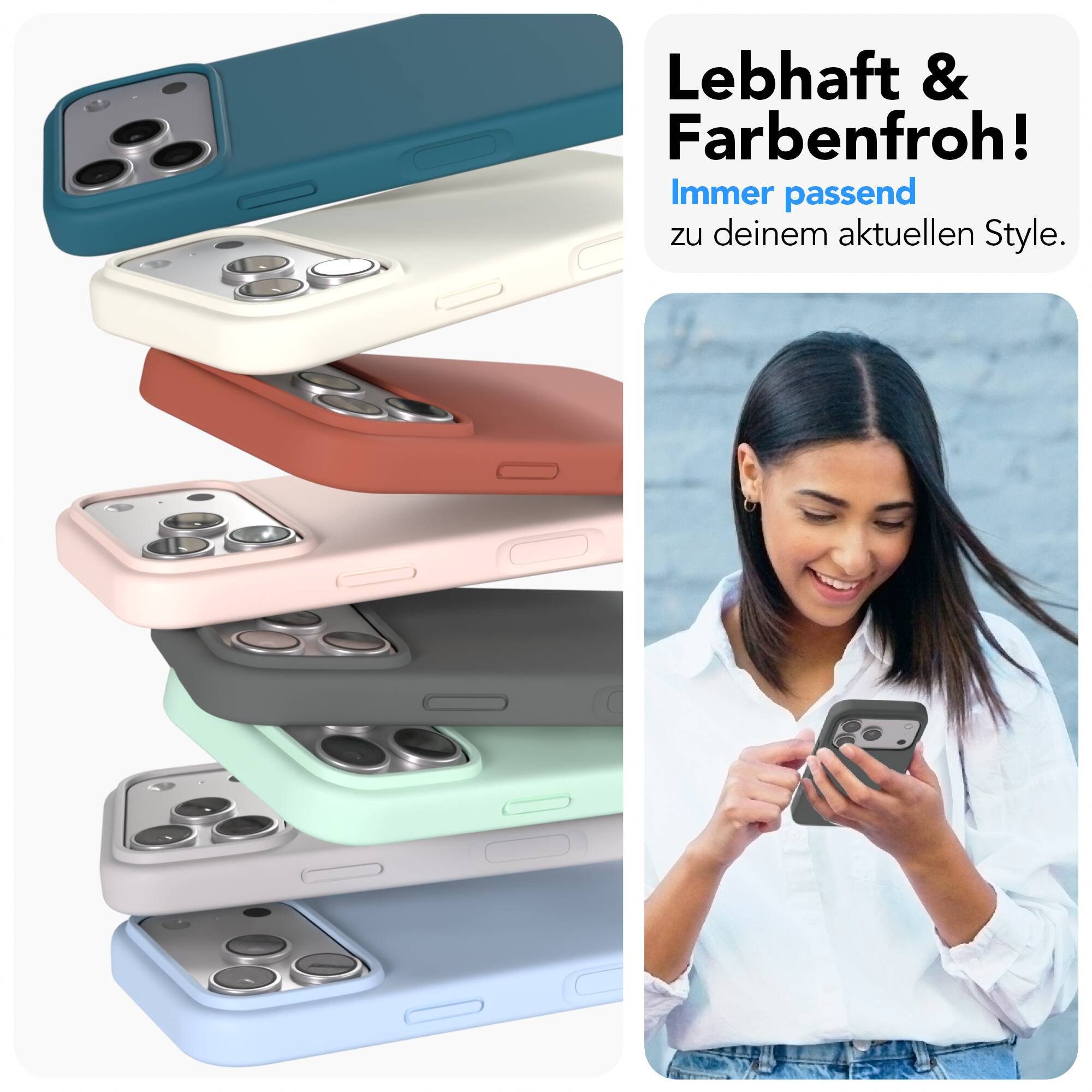EAZY CASE Handyhülle für Apple iPhone 17 Pro Hülle Silikon 6,3 Zoll, TPU MagSafe Schutzhülle kratzfest Back Cover Kameraschutz Dunkelgrau – Bild 2 von 5