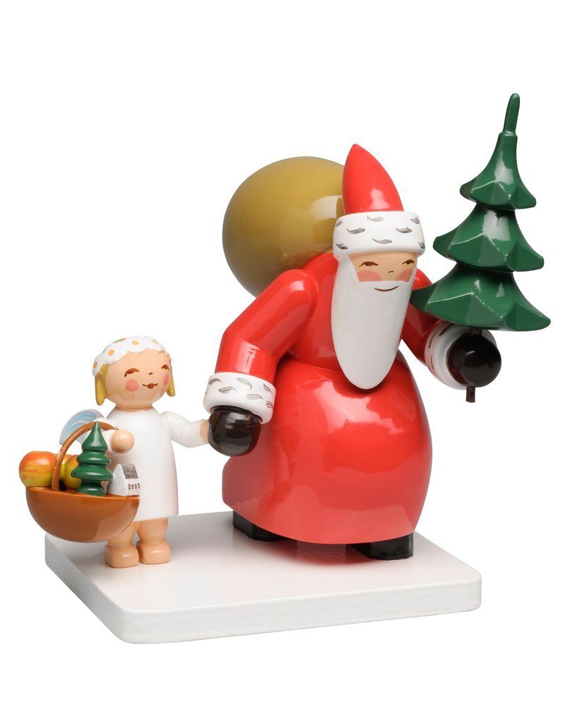 Wendt & Kühn Weihnachtsfigur Weihnachtsmann mit Engel, Erzgebirgische Handwerkskunst