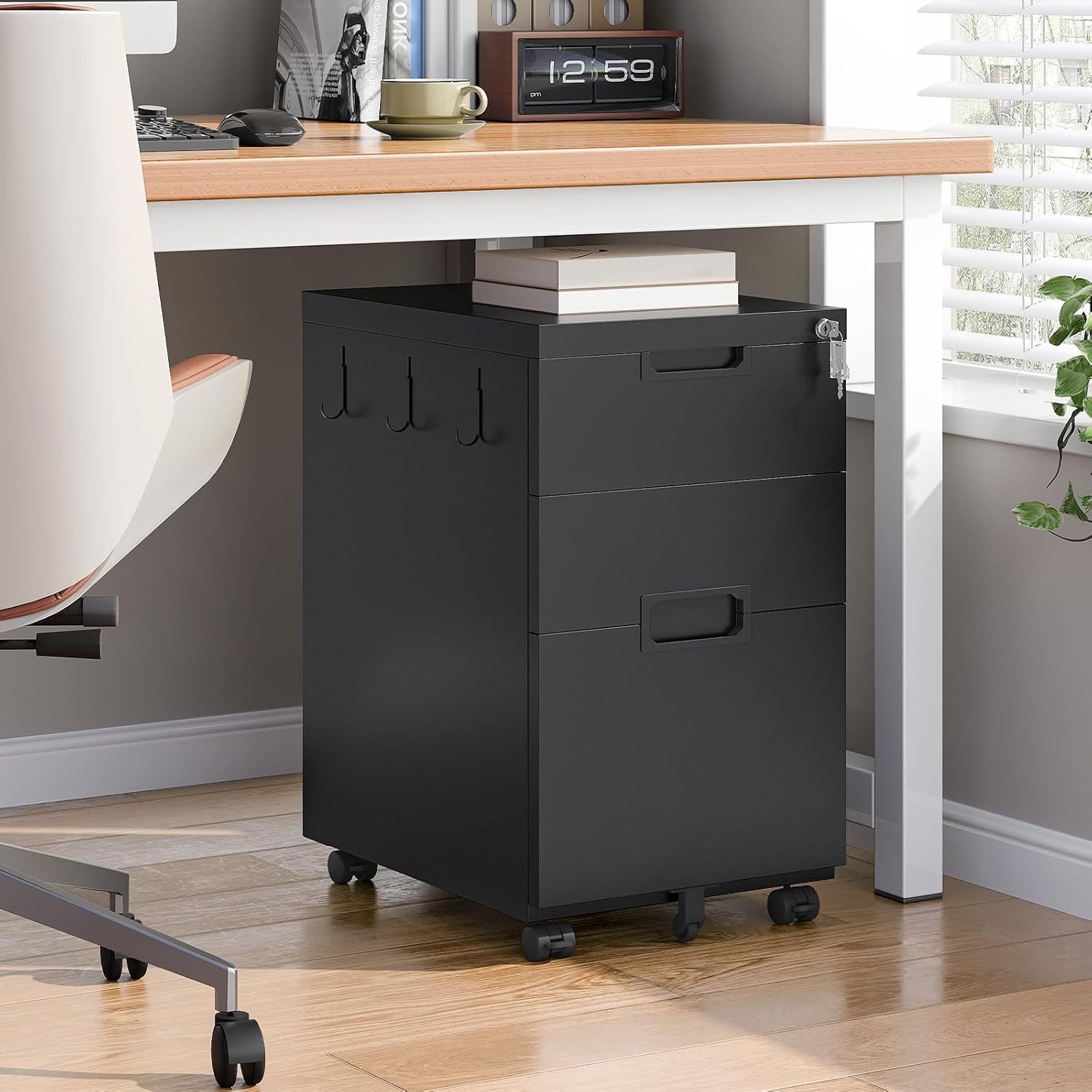 Hoobro Rollcontainer Bürocontainer abschließbar, mit 3 günstig online kaufen