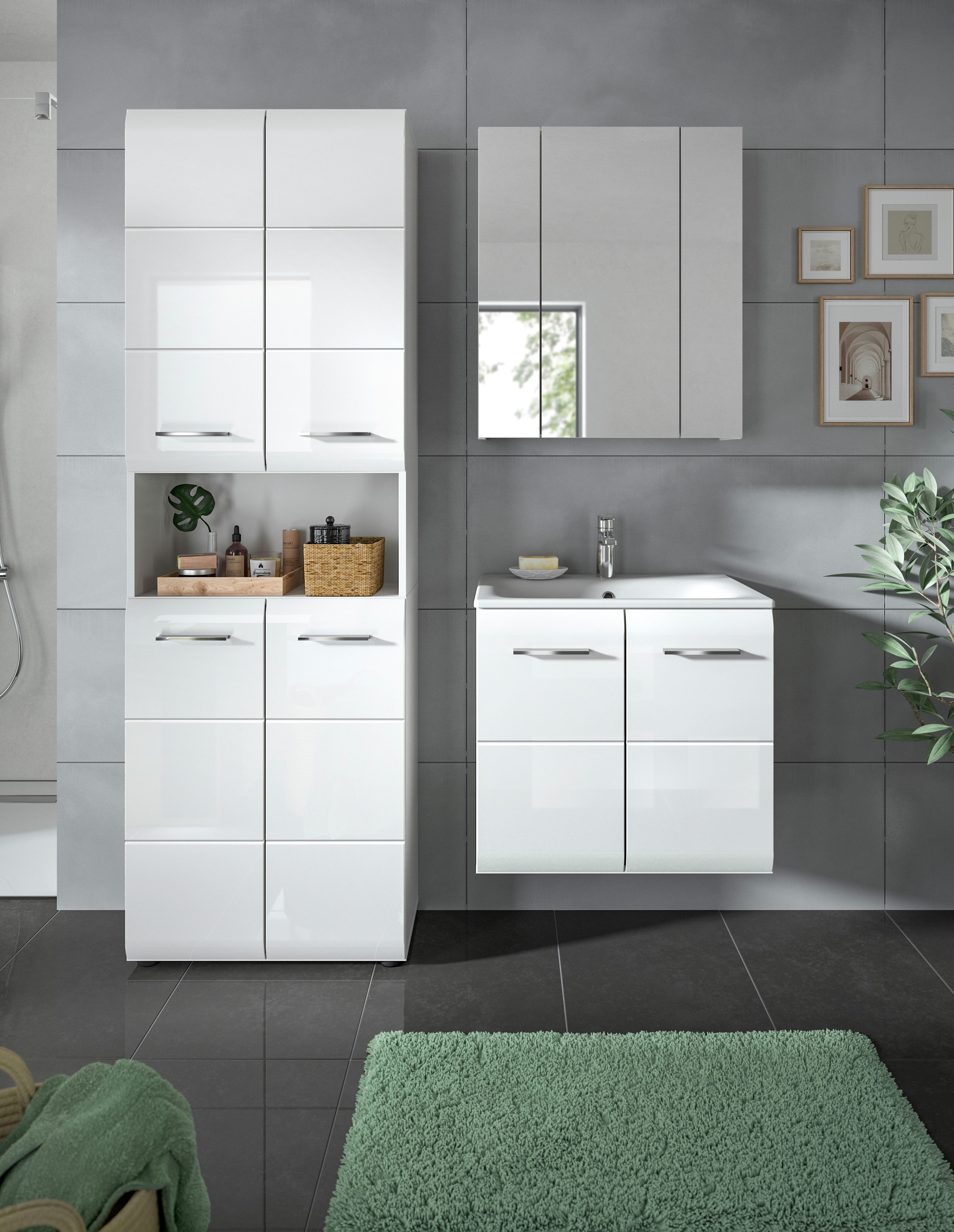 INOSIGN Badezimmer-Set, (Set, 4-St), Florenz, Badkombination 4-tlg.,Weiß ho günstig online kaufen