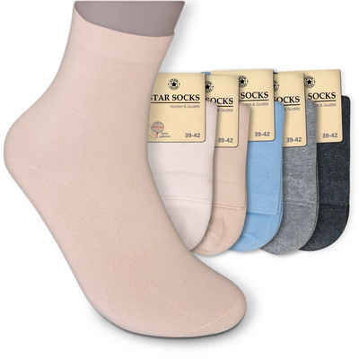 Die Sockenbude Kurzsocken UNI (Bund, 5-Paar, grau blau hellbraun) mit Komfortbund ohne Gummi